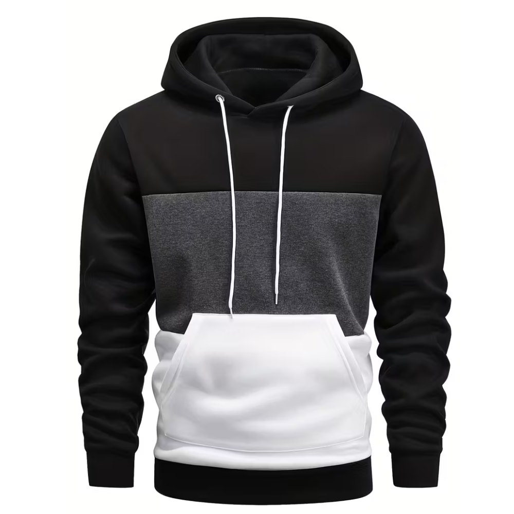 Casual Color Block Pullover Hoodie With Kangaroo Pocket For Men