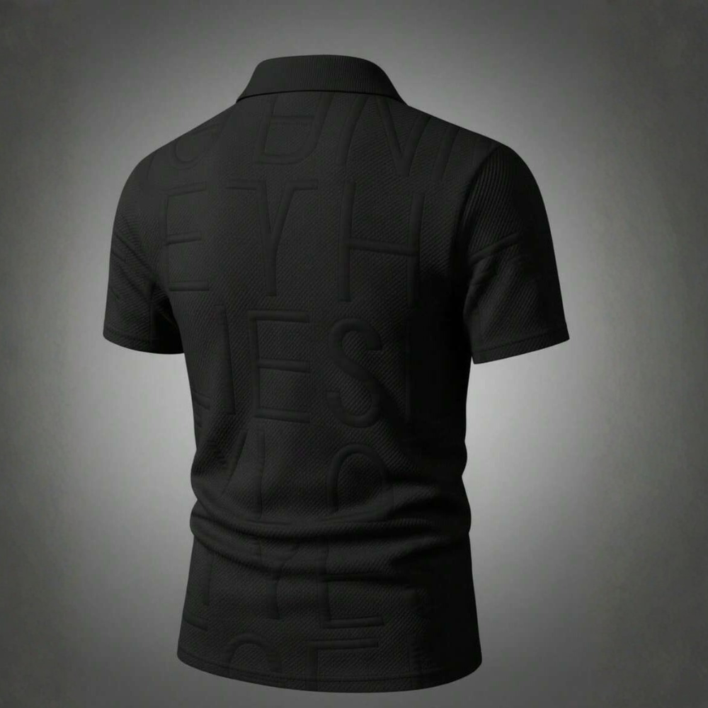 Summer Jacquard Half Zip Contrast Collar Polo Shirt