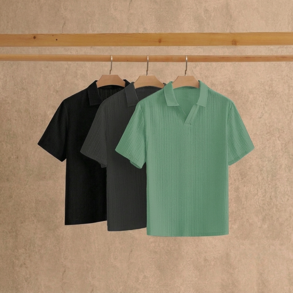 Minimalist Short Sleeve Polo Shirt Set For Men