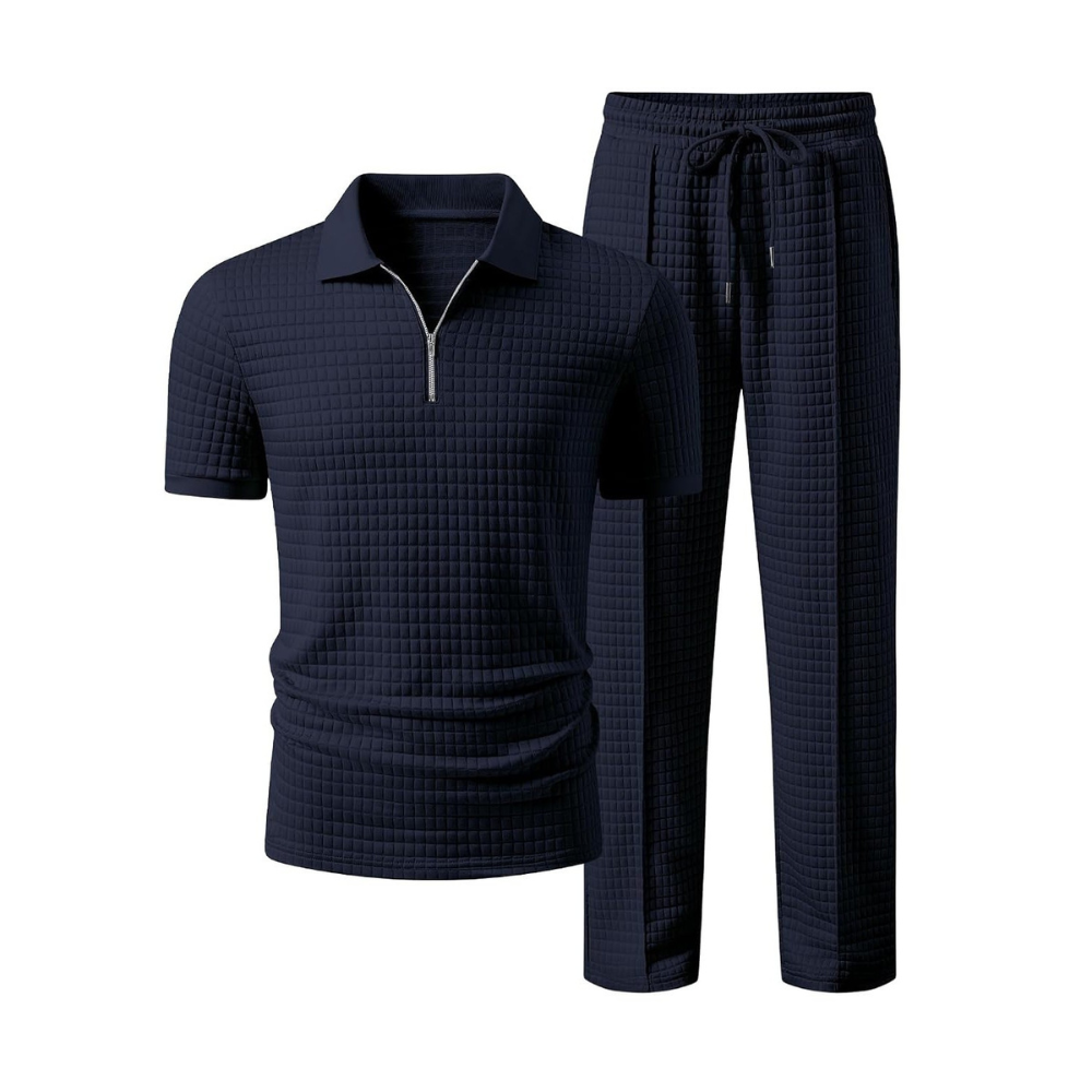 Casual Loungewear Pants Polo Tshirt Set For Men