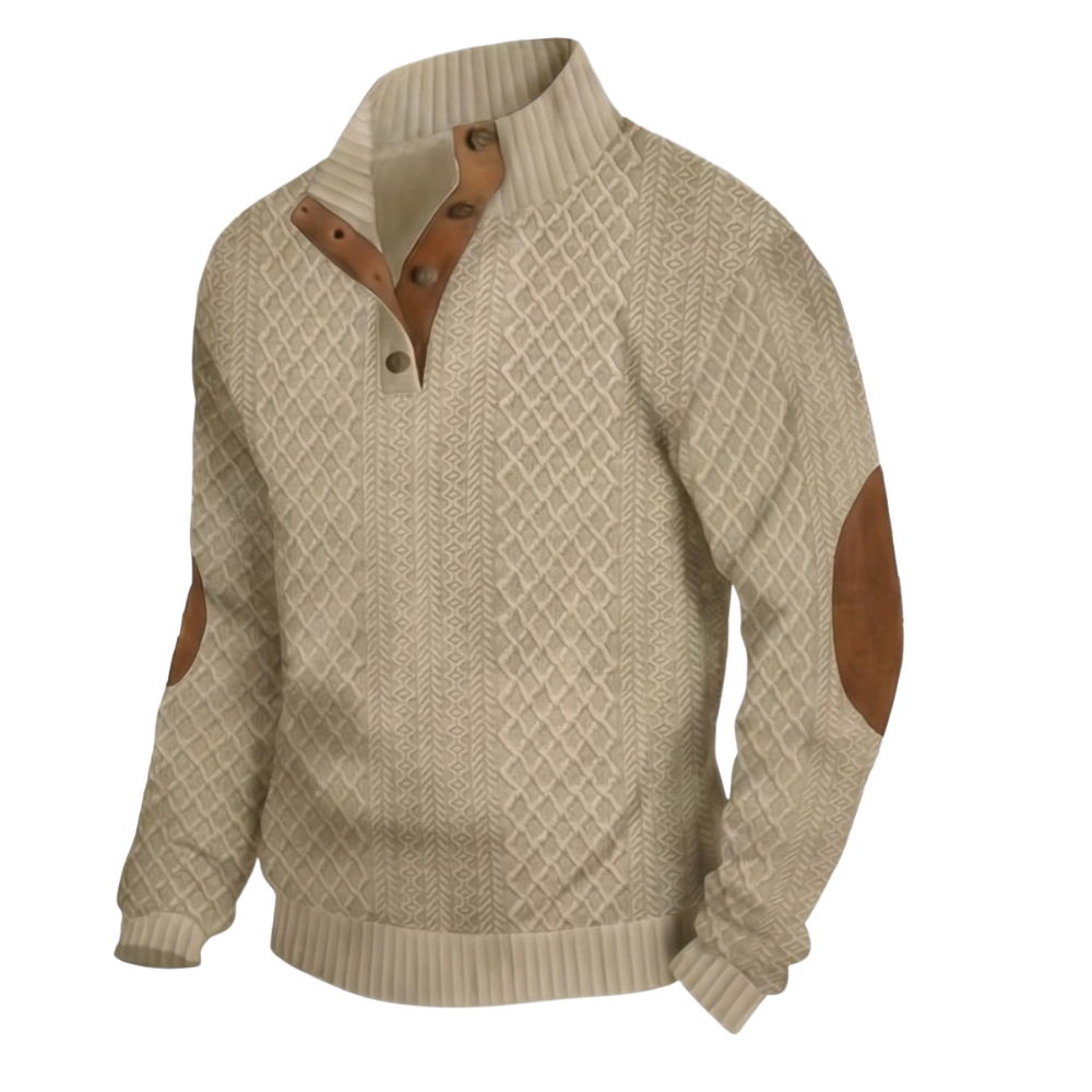 Casual Sports Knitted Sweatshirt With Button Detail For Men