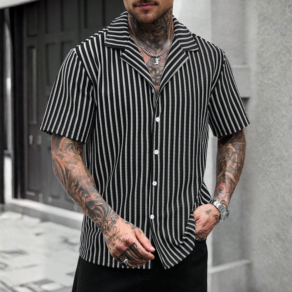Casual Knit Jacquard Versatile Loose Shirt For Men