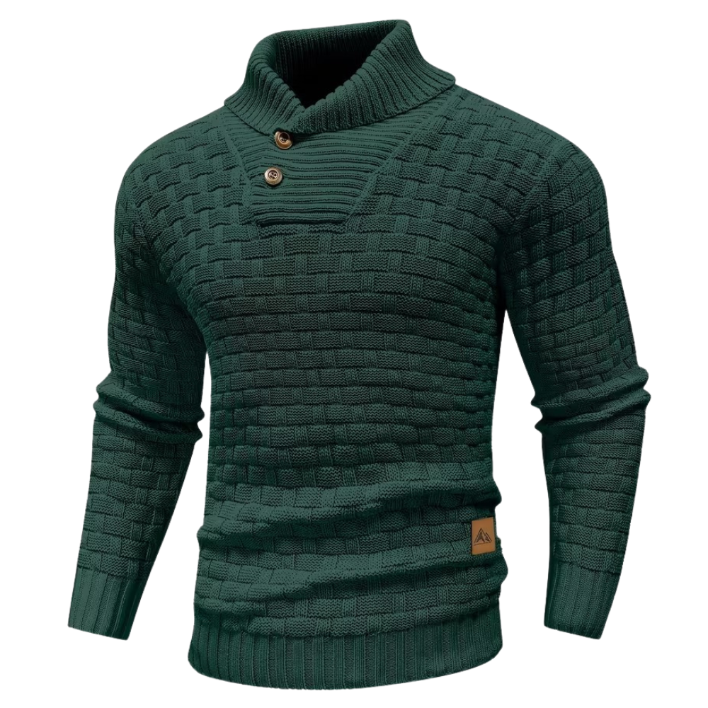 Casual Waffle Knit Lapel Button Sweater For Men