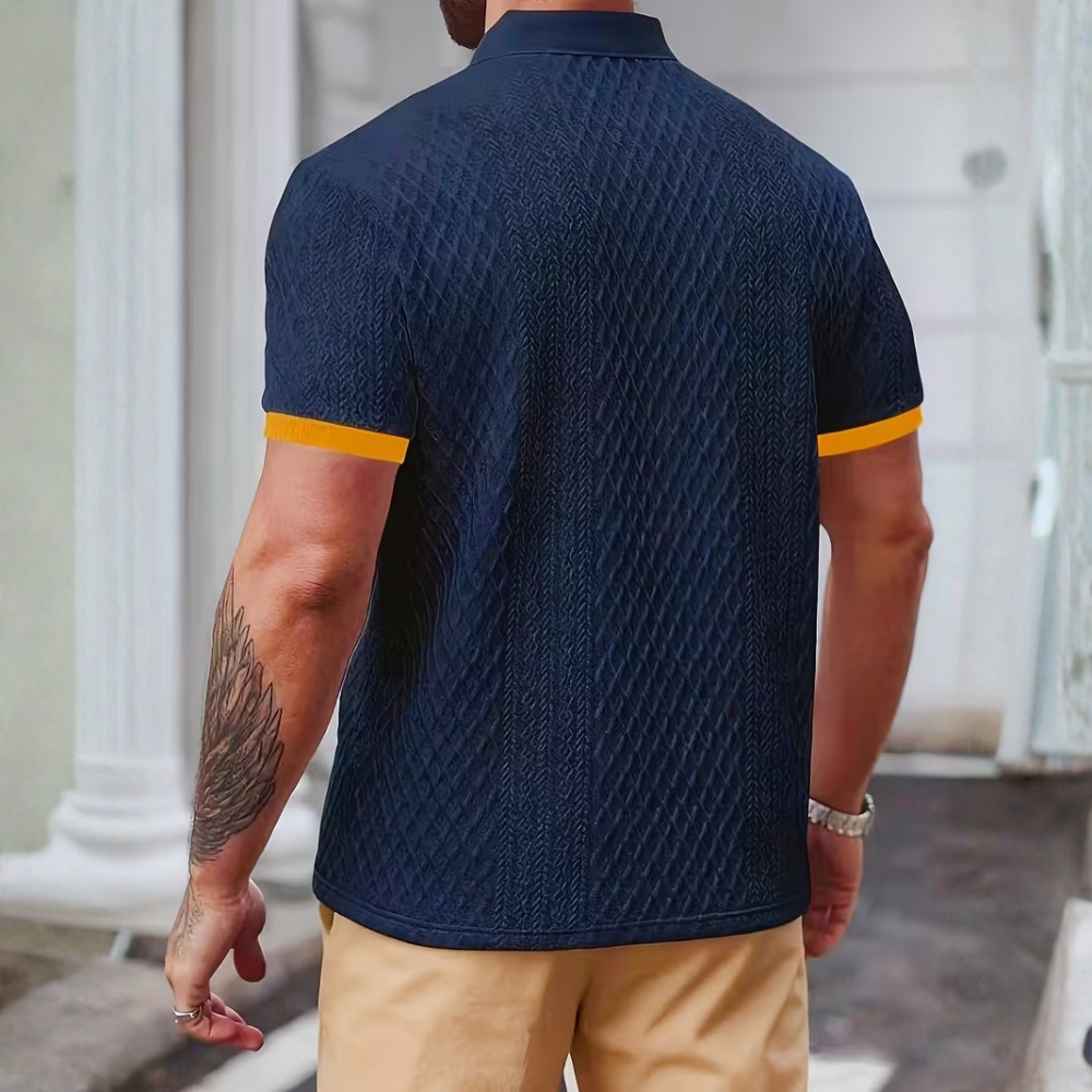 Casual Jacquard Soft Fabric Golf Polo Shirt With Collar For Men