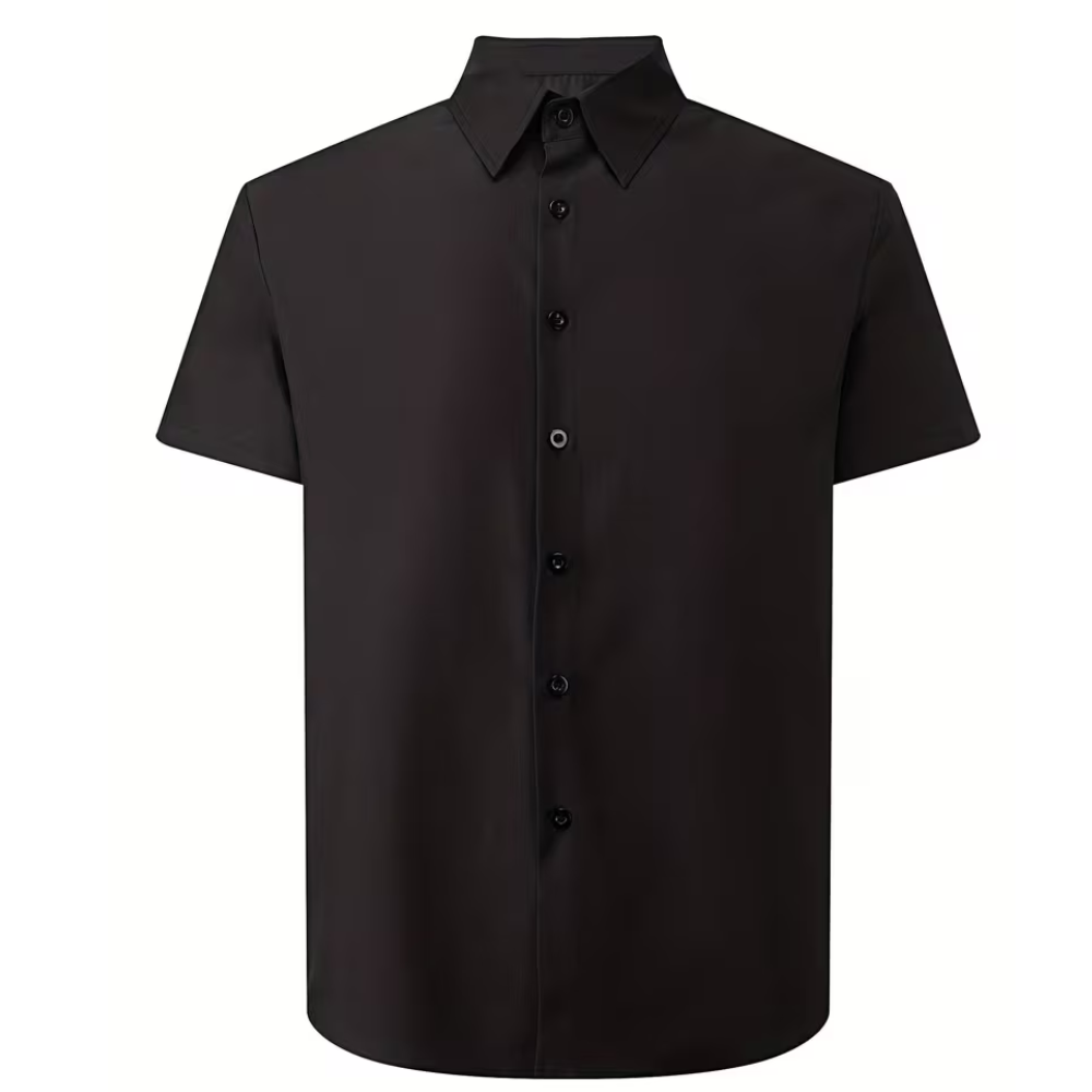 Short Sleeve Lapel Shirt With Button Detail Non Iron Finish For Men