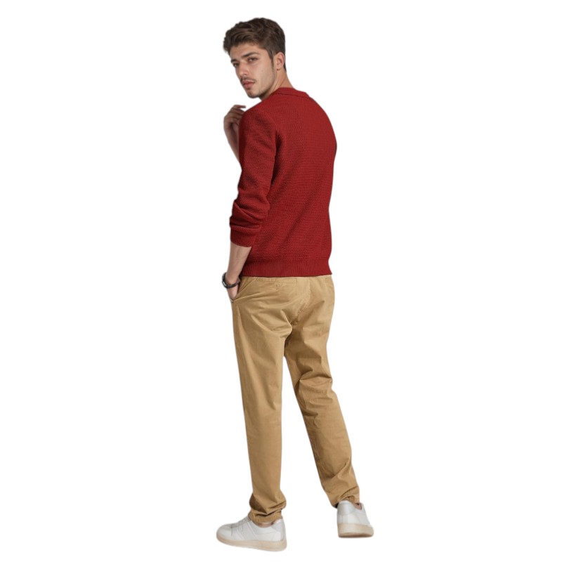 Textured V Style Long Sleeve Pullover