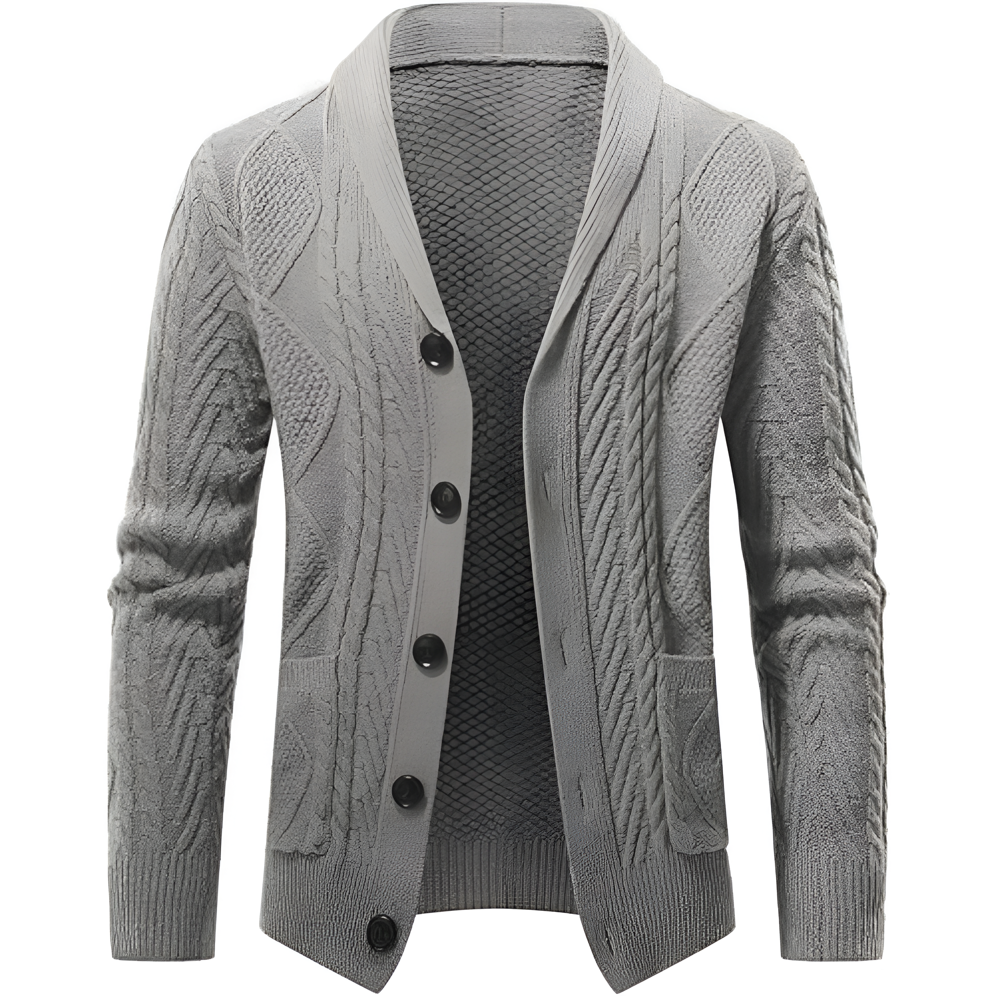 Men's Casual Wool Blend Cardigan Sweaters Long Sleeve Shawl Collar Buttons Down Cable Knit Sweater