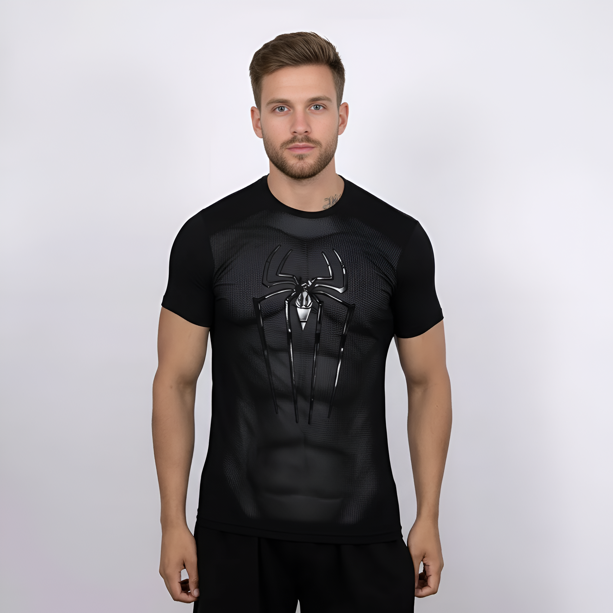 Superhero Design Compression Shirt Set For Gym And Training