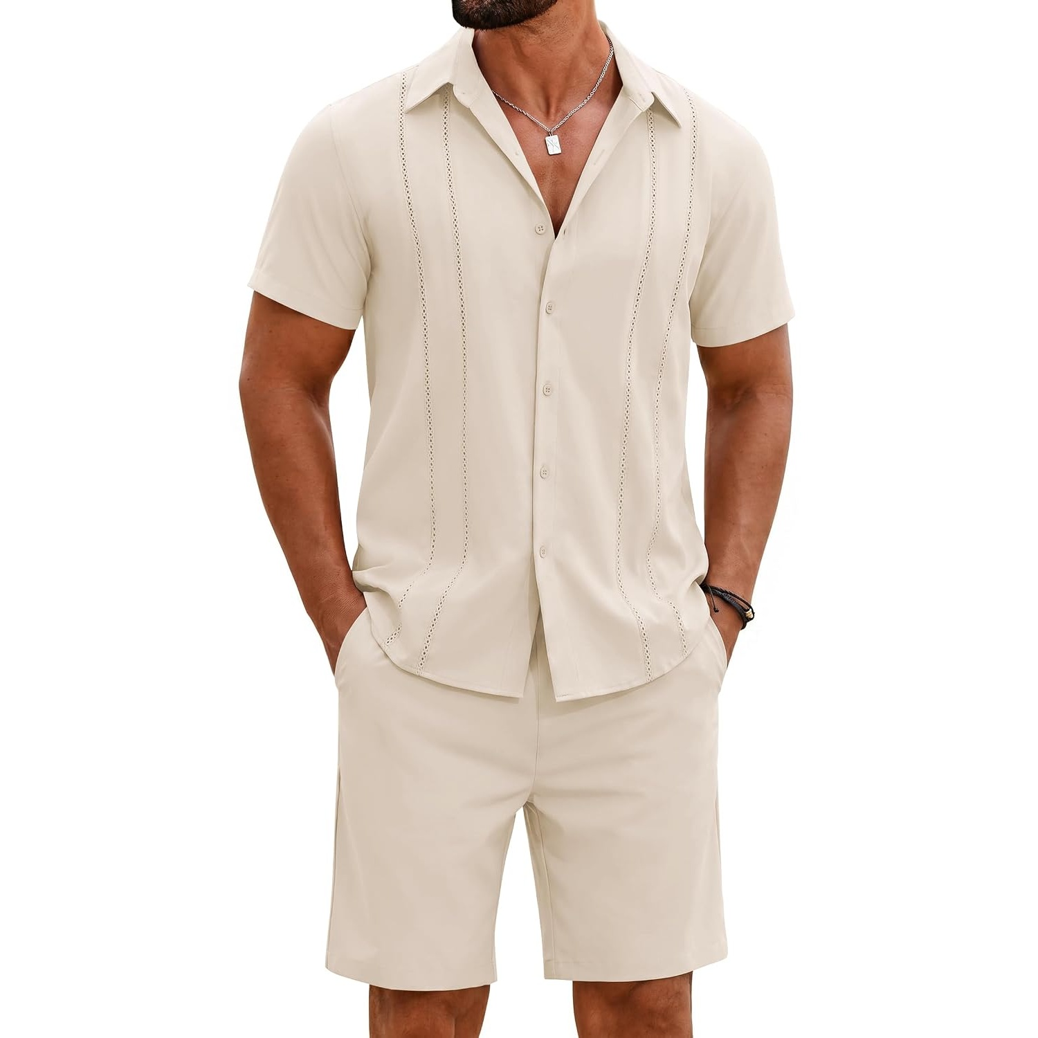 Summer Casual Beach Shorts And Shirt Set For Men