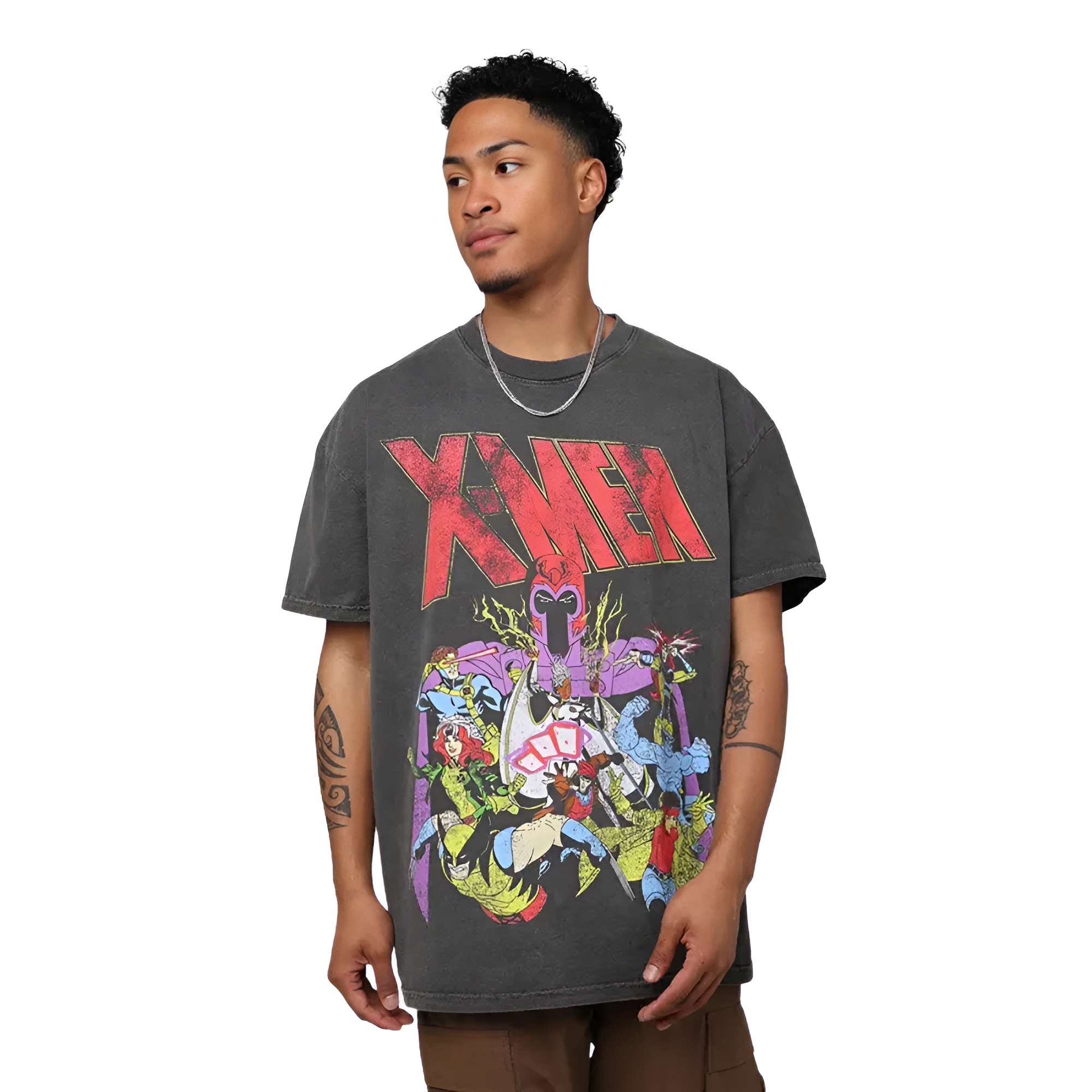 Marvel X-Men The X-Men Heavyweight Vintage T-Shirt Washed Black