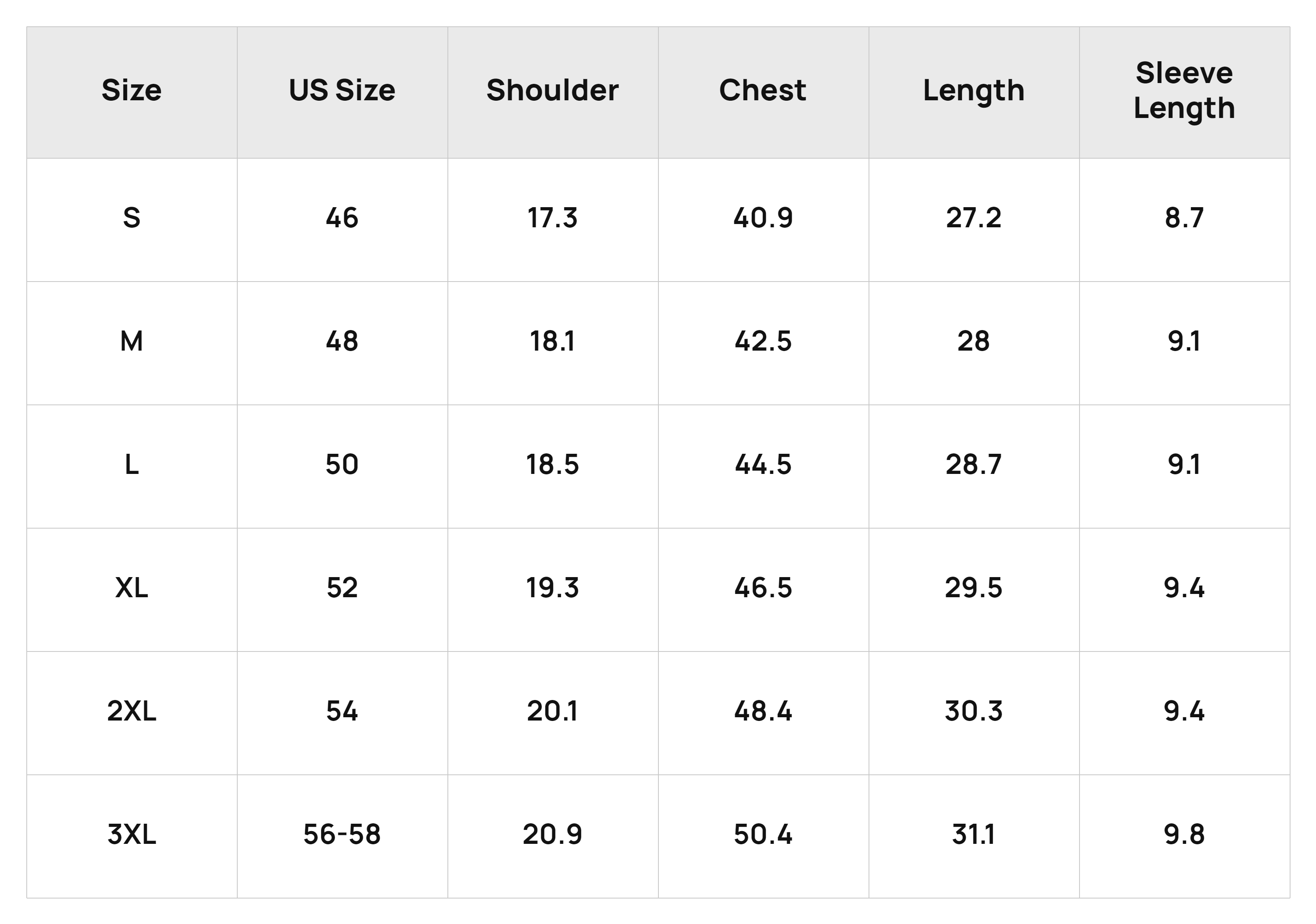 Size Chart