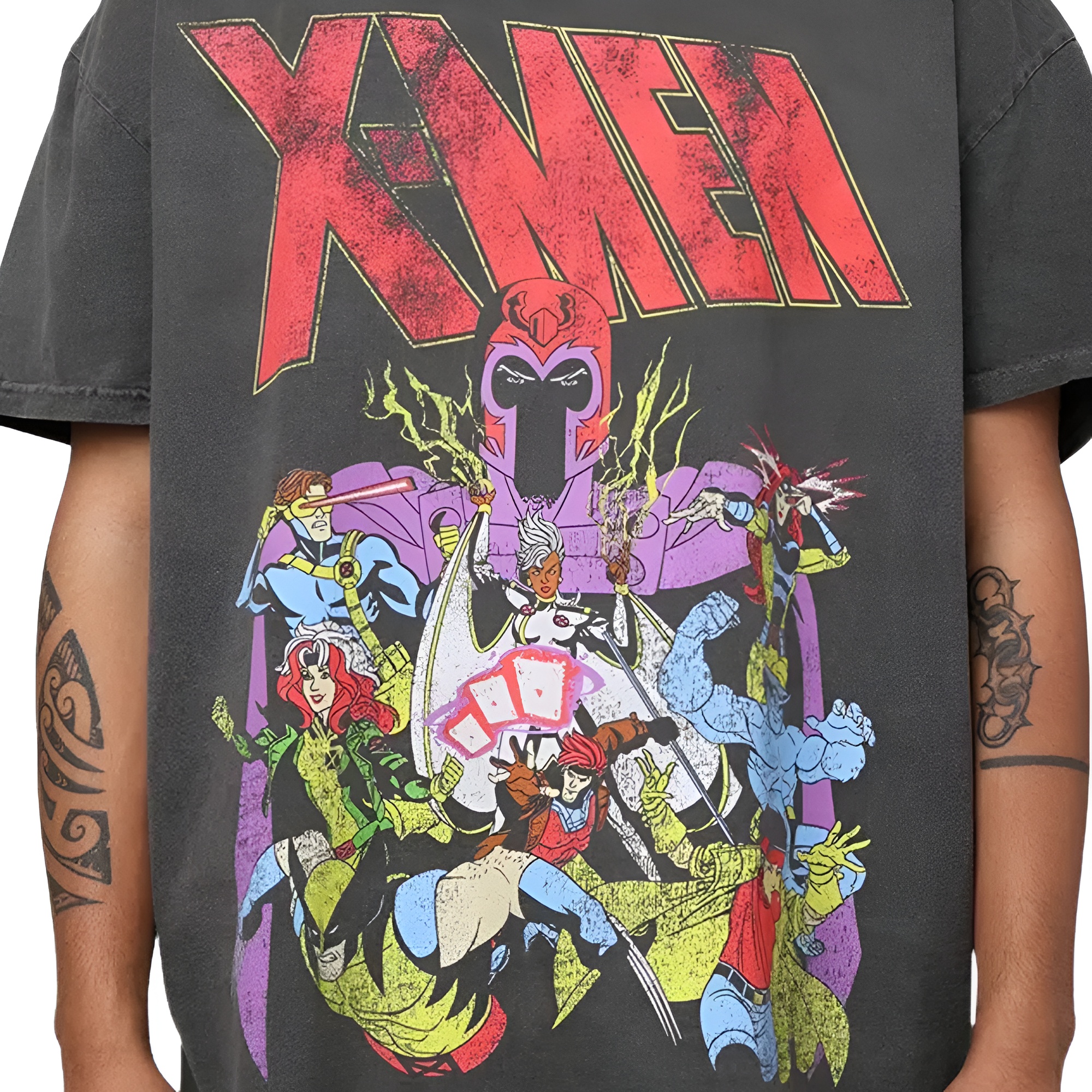 Marvel X-Men The X-Men Heavyweight Vintage T-Shirt Washed Black