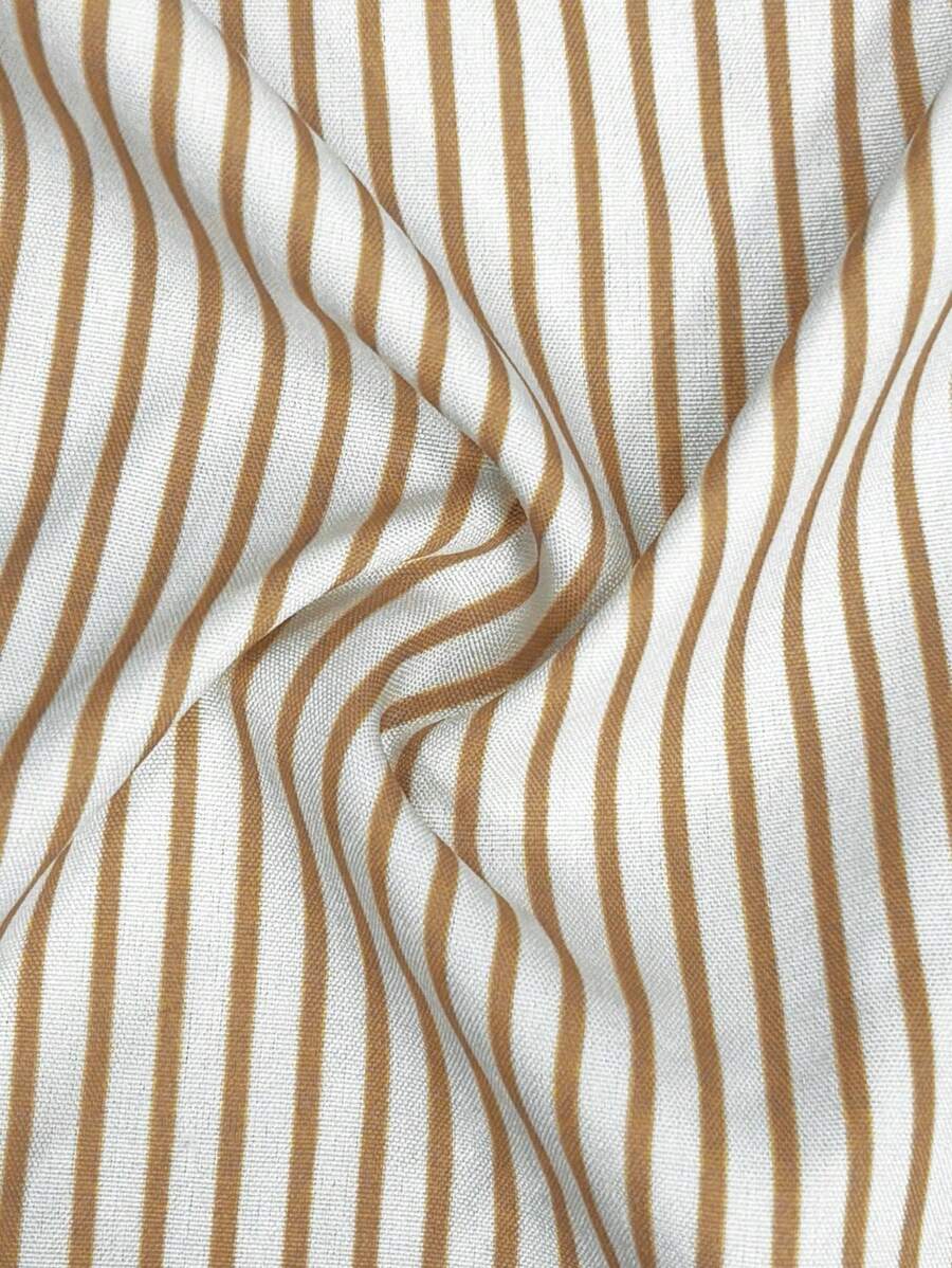 Manfinity Dauomo Men's Striped Short Sleeve Single-Breasted Casual/Business Shirt - Brown - View 5
