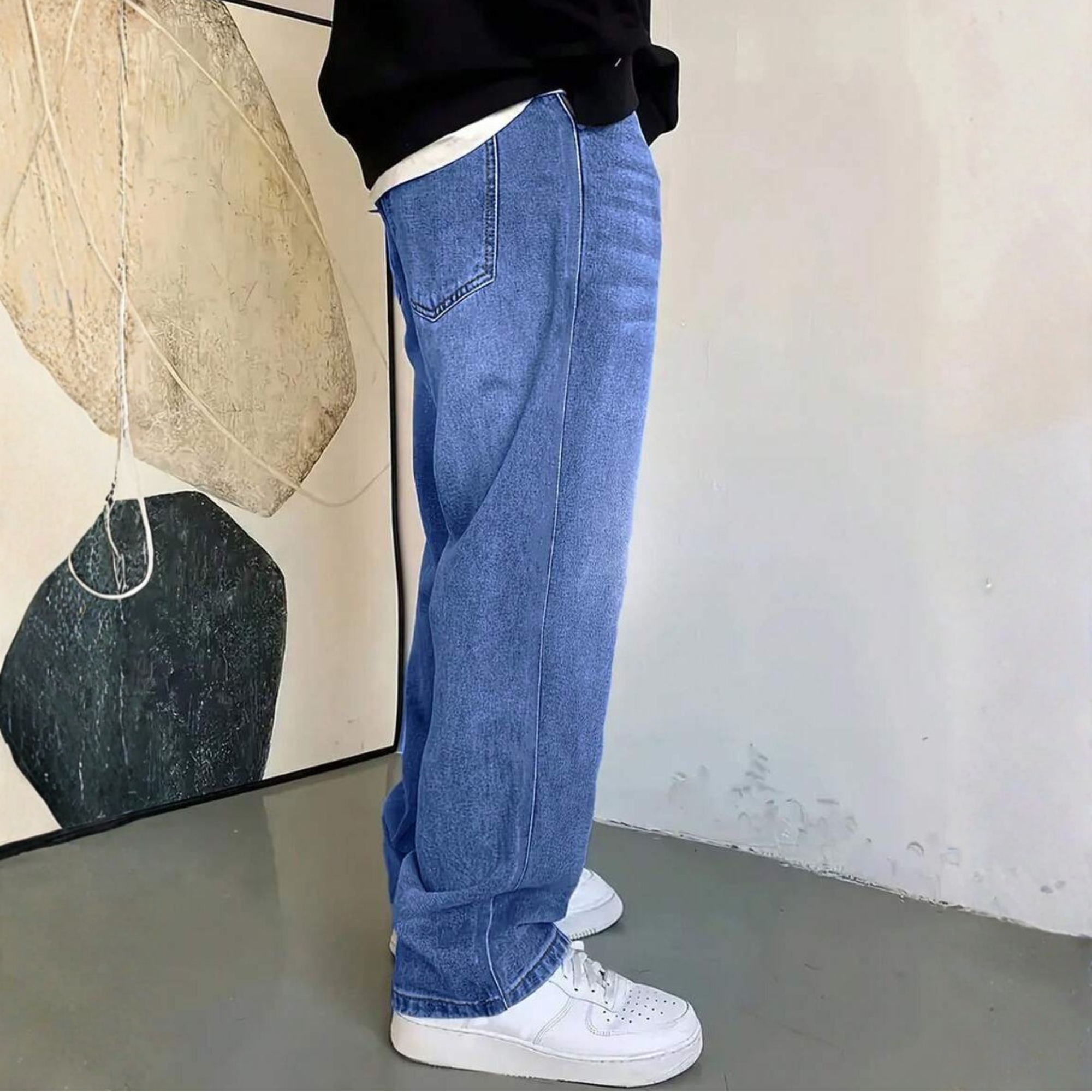 Washed Loose Straight Pants With Pockets For Men