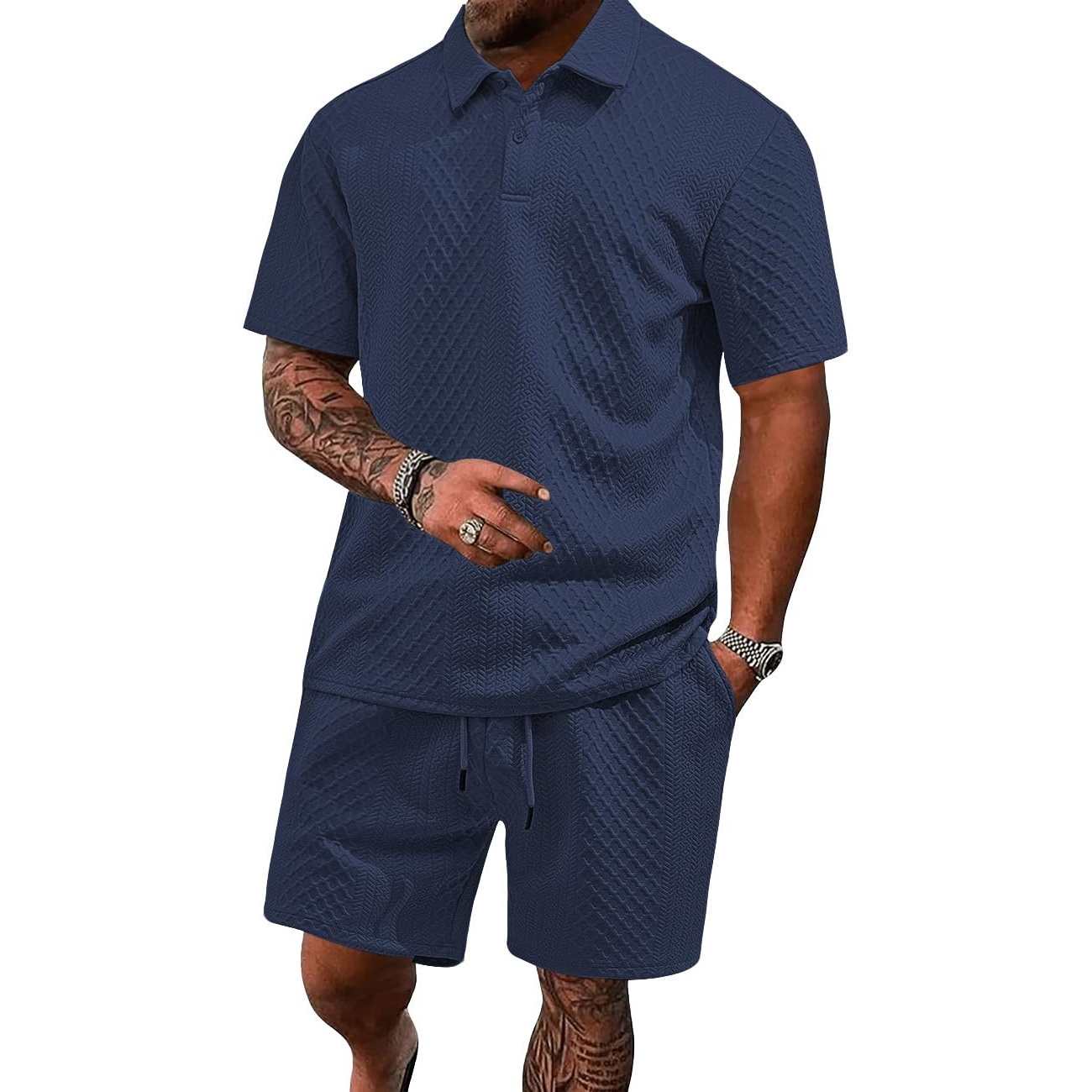 Casual Summer Athletic Shorts And Polo Shirt set For Men