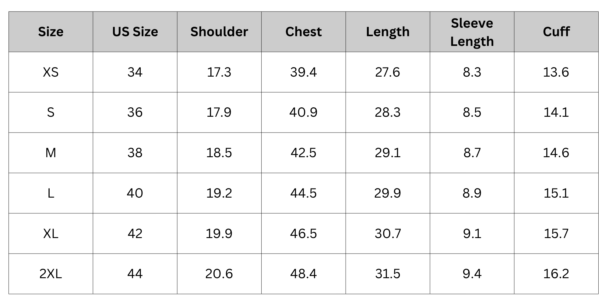 Size Chart