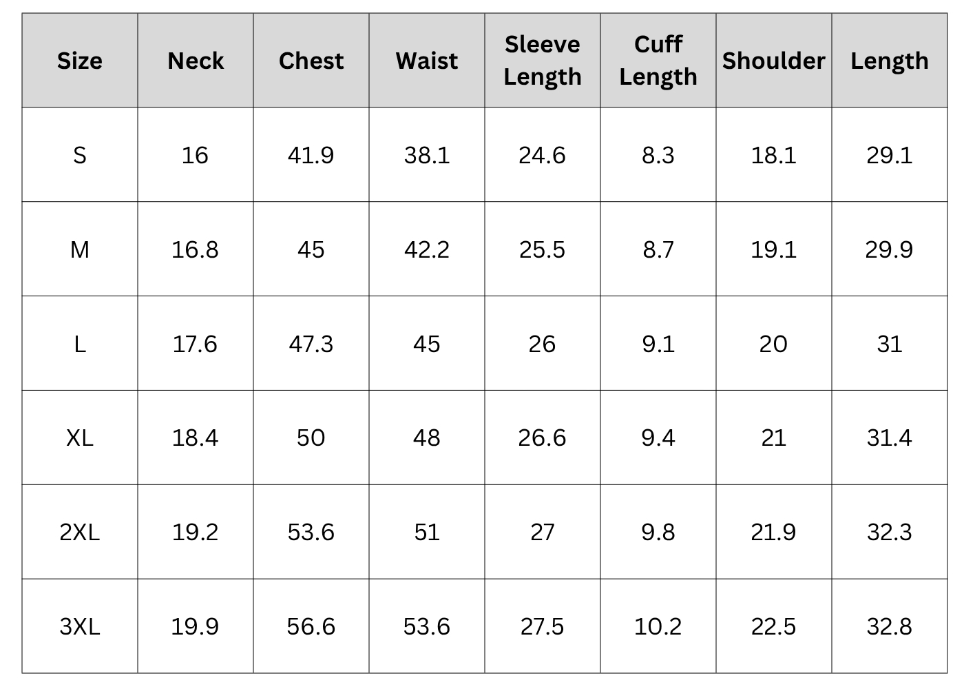 Size Chart