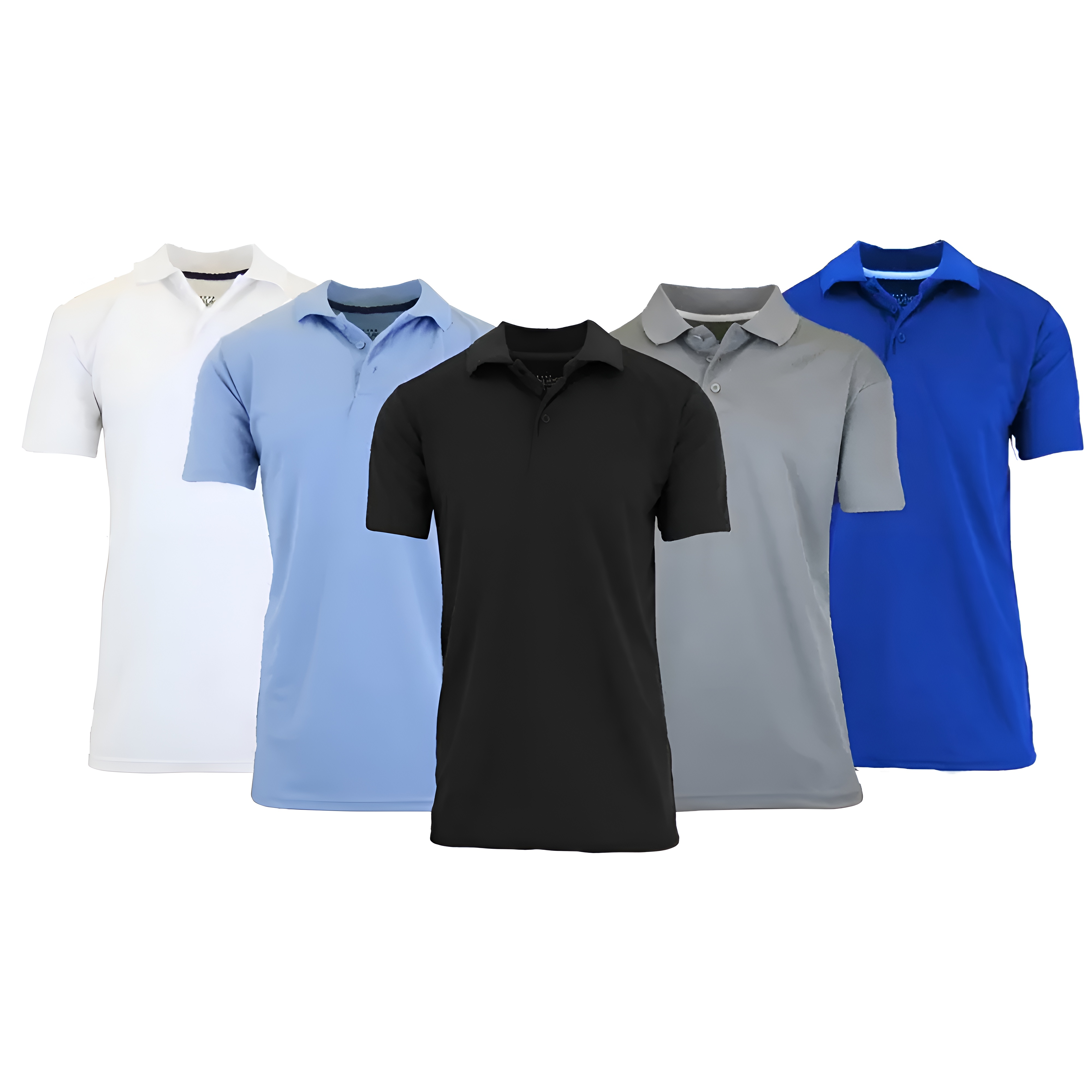 Pack Of 5 Dry Fit Moisture Wicking Polo T Shirts With Ribbed Sleeve For Men