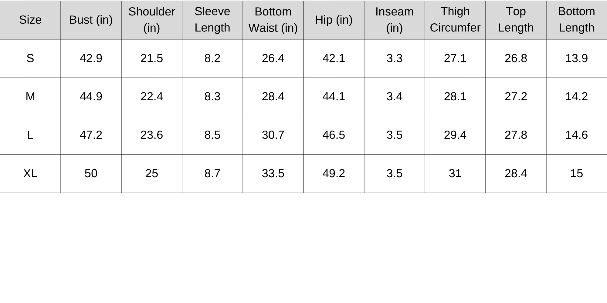 Size Chart
