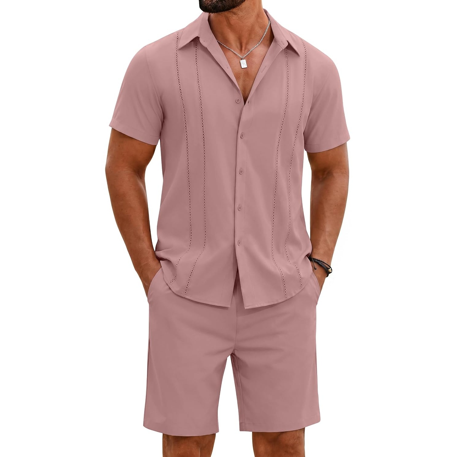 Summer Casual Beach Shorts And Shirt Set For Men