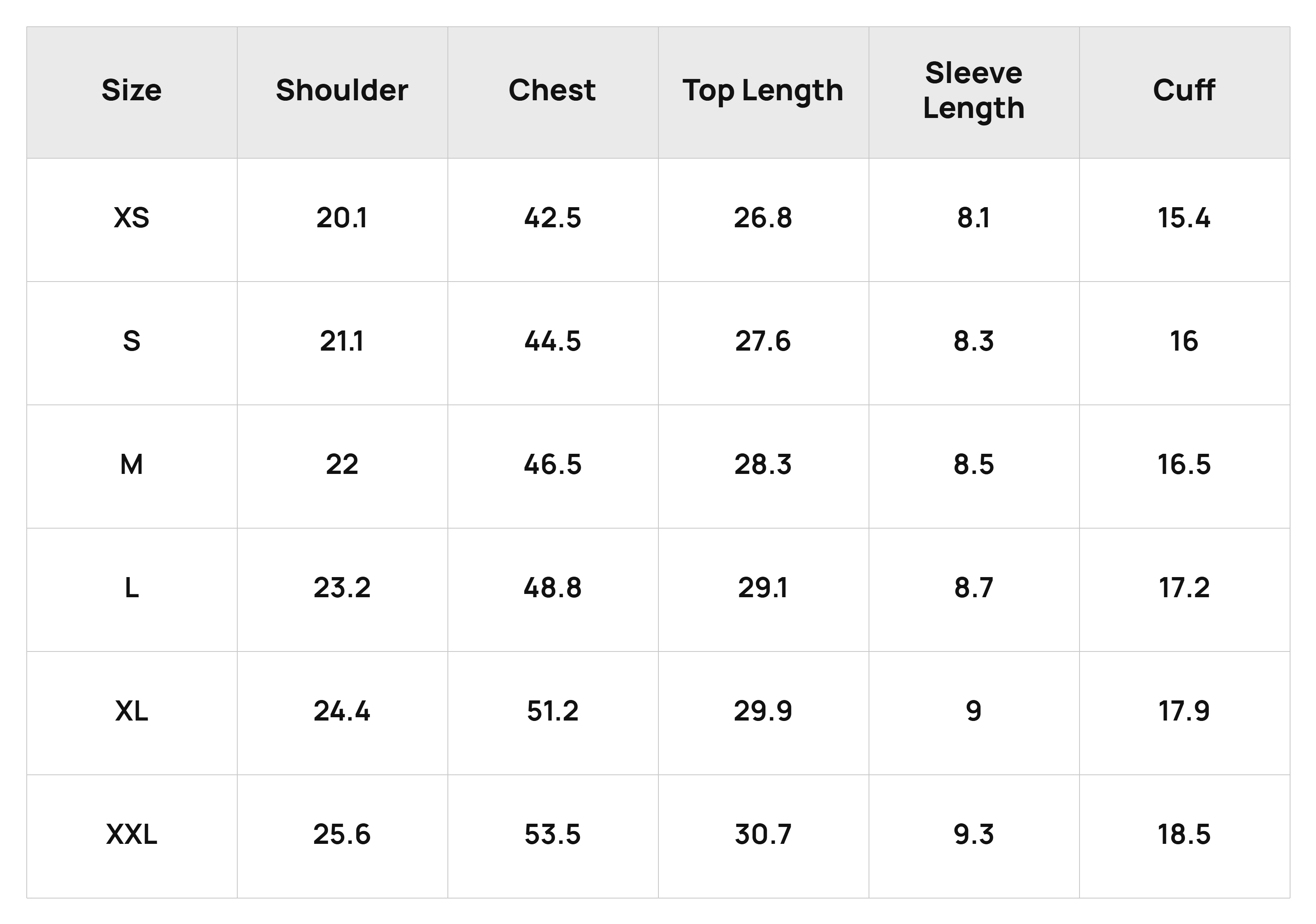 Size Chart