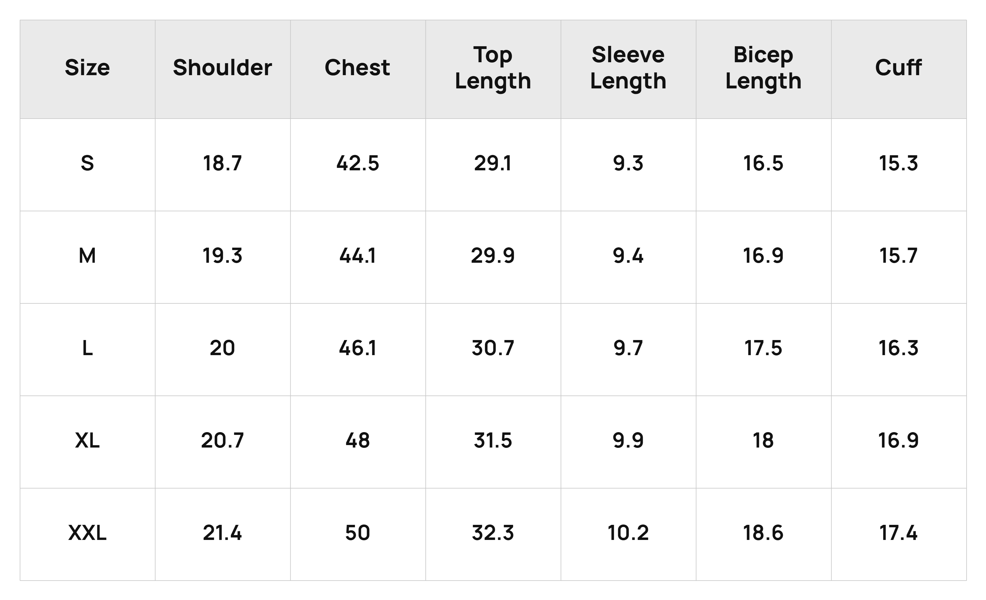 Size Chart
