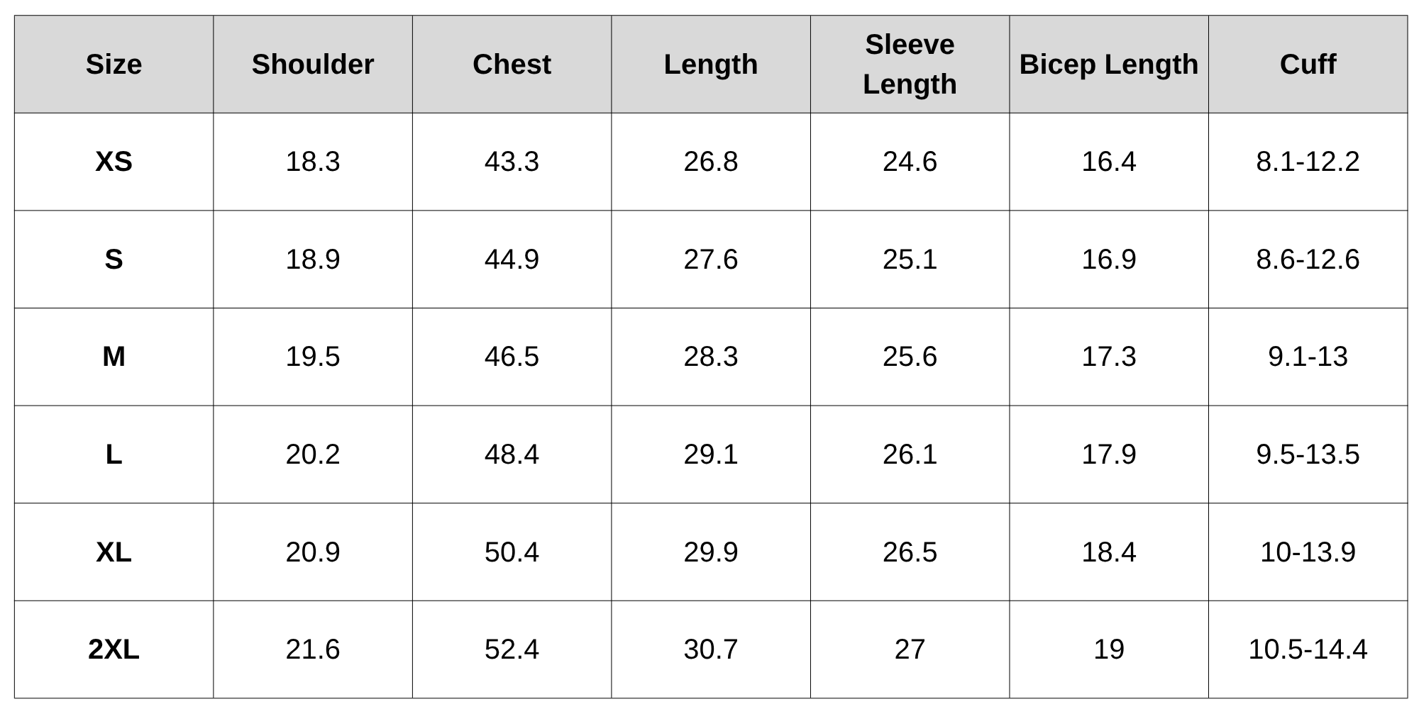 Size Chart