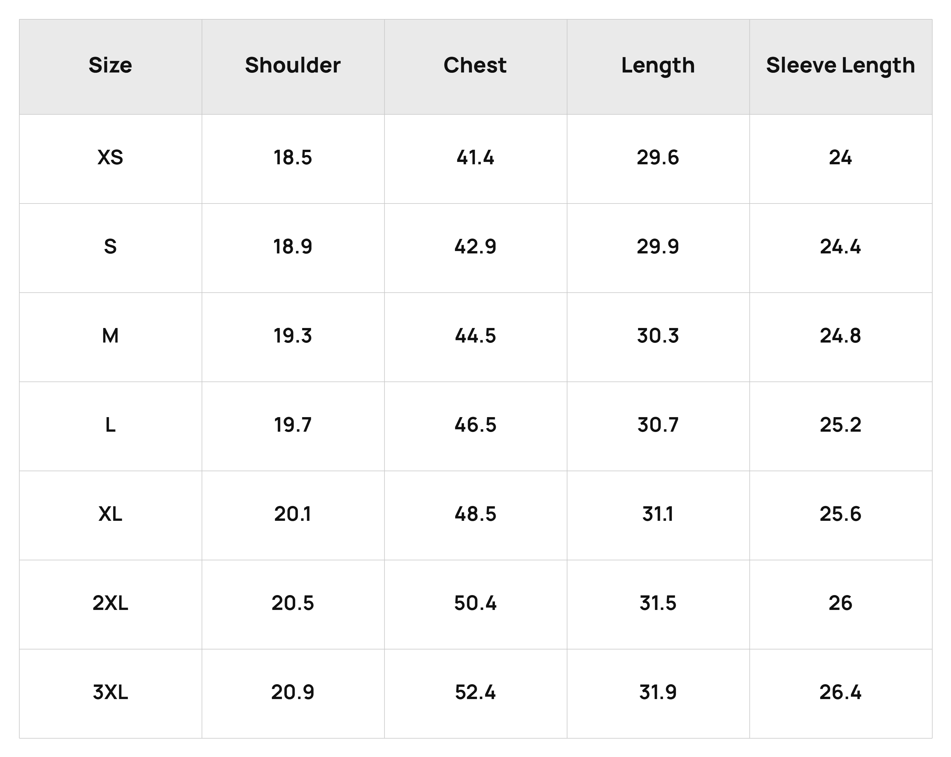 Size Chart