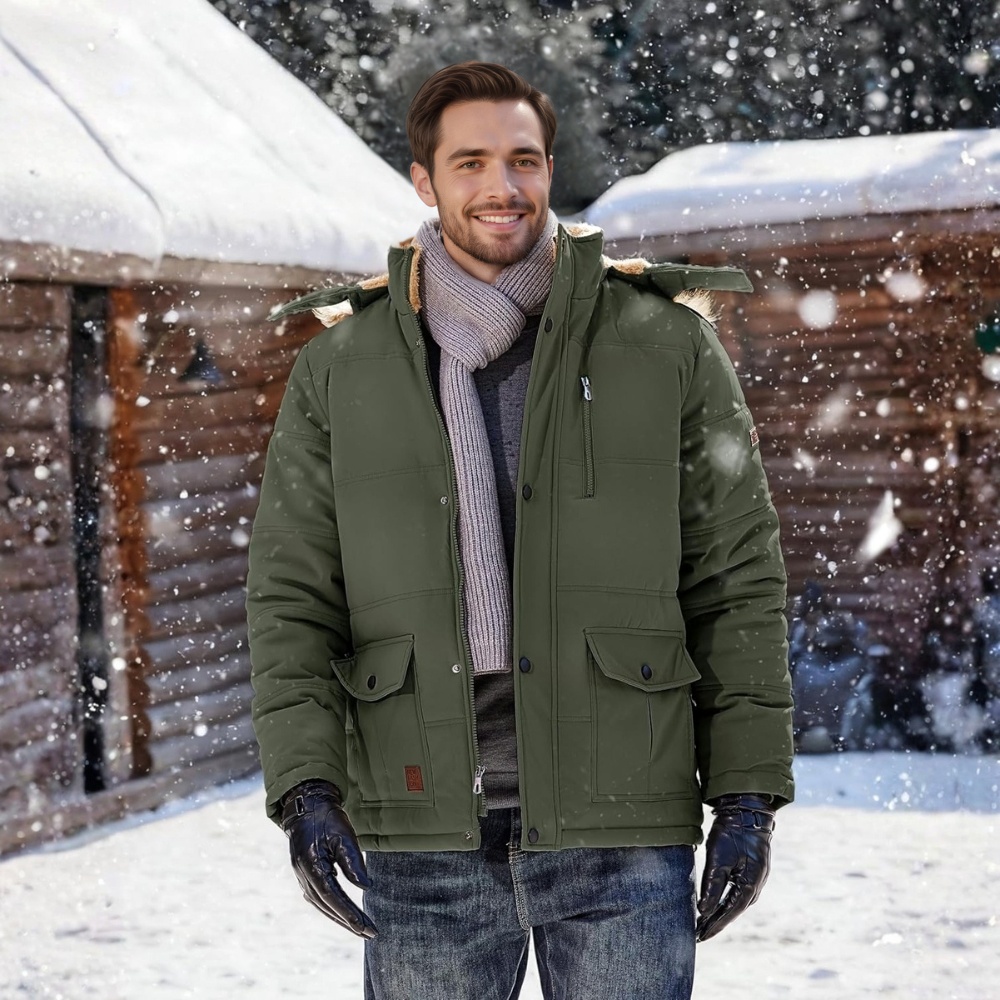 Men's Winter Jacket with Hood Water Repellent Windproof Thicken Parka Winter Coat