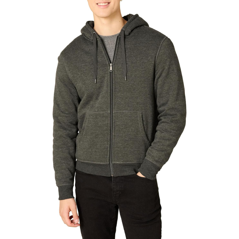 Hoodie For Men, Sherpa-Lined Full-Zip Fleece Sweatshirt