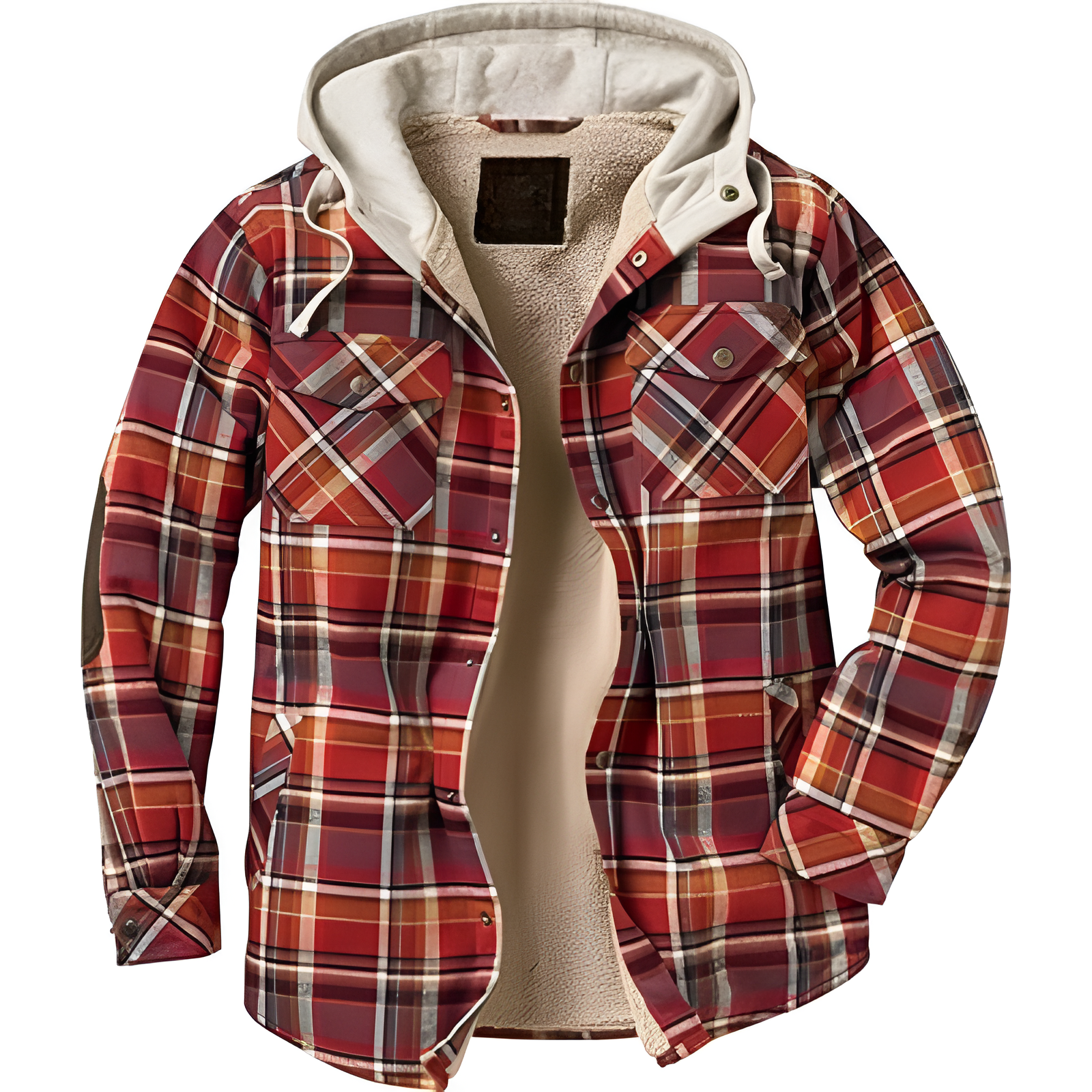 Insulated Plaid Hooded Flannel Jacket For Men
