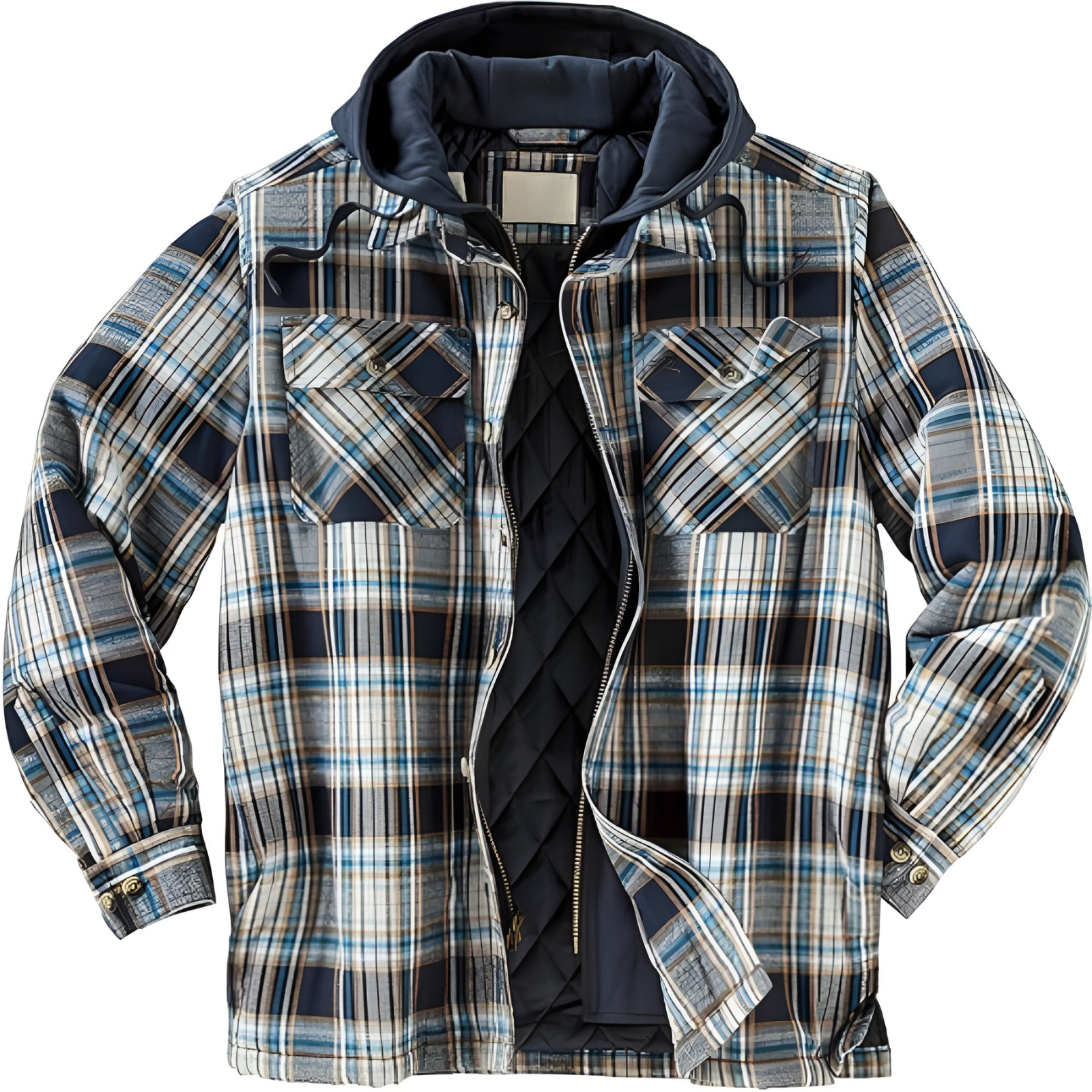 Insulated Plaid Winter Jacket For Men