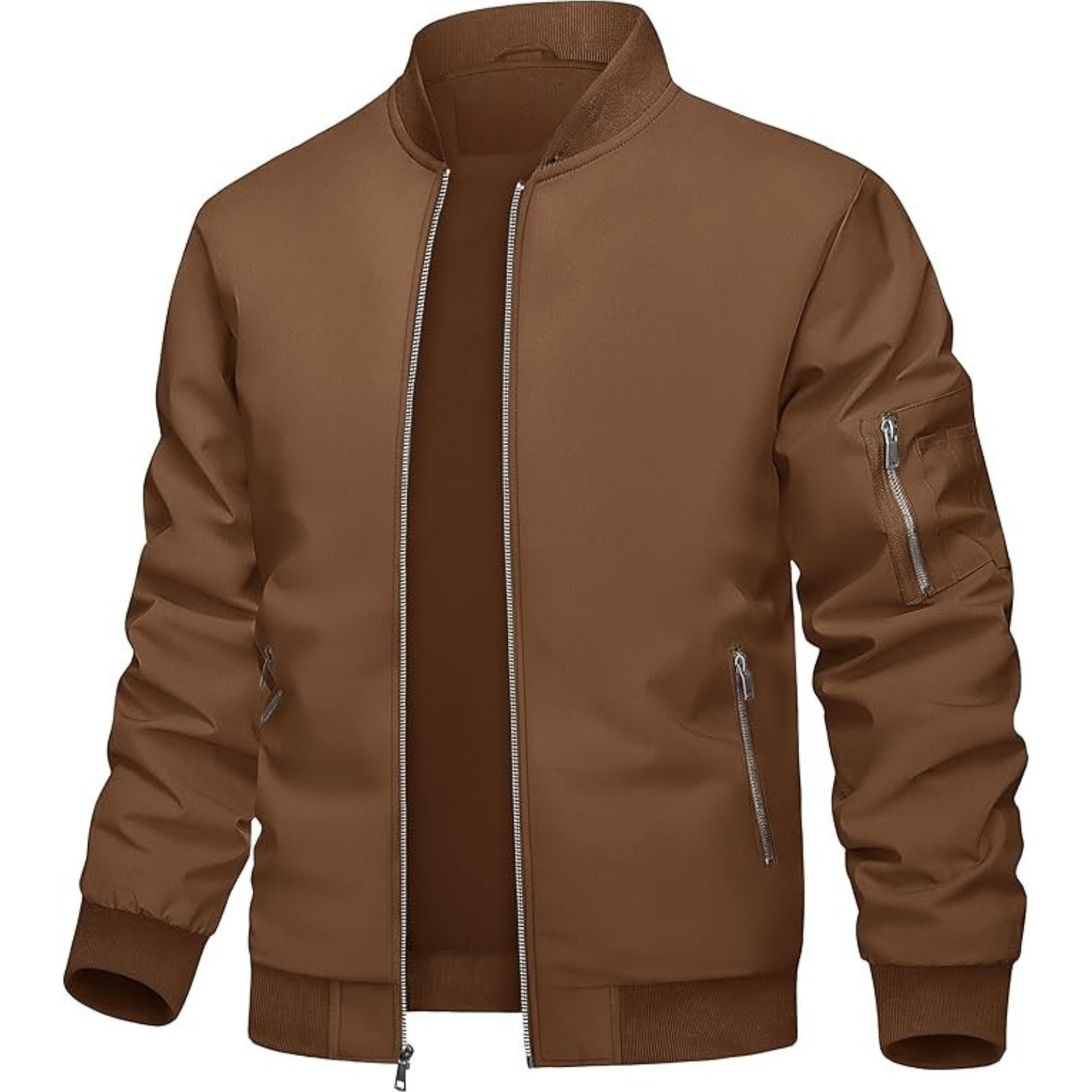 Lightweight Zip Up Bomber Jacket With Utility Pocket For Men