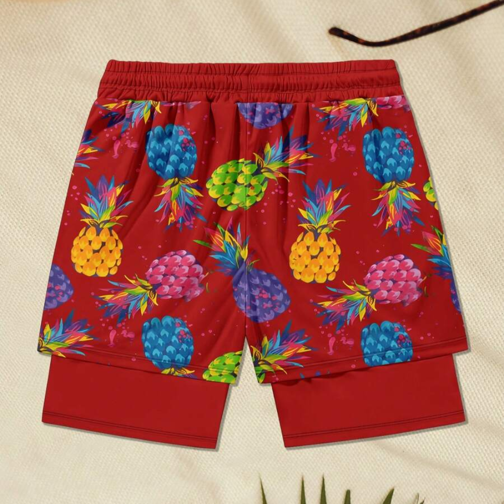 Soft Double Layer Quick Dry Beach Shorts For Men