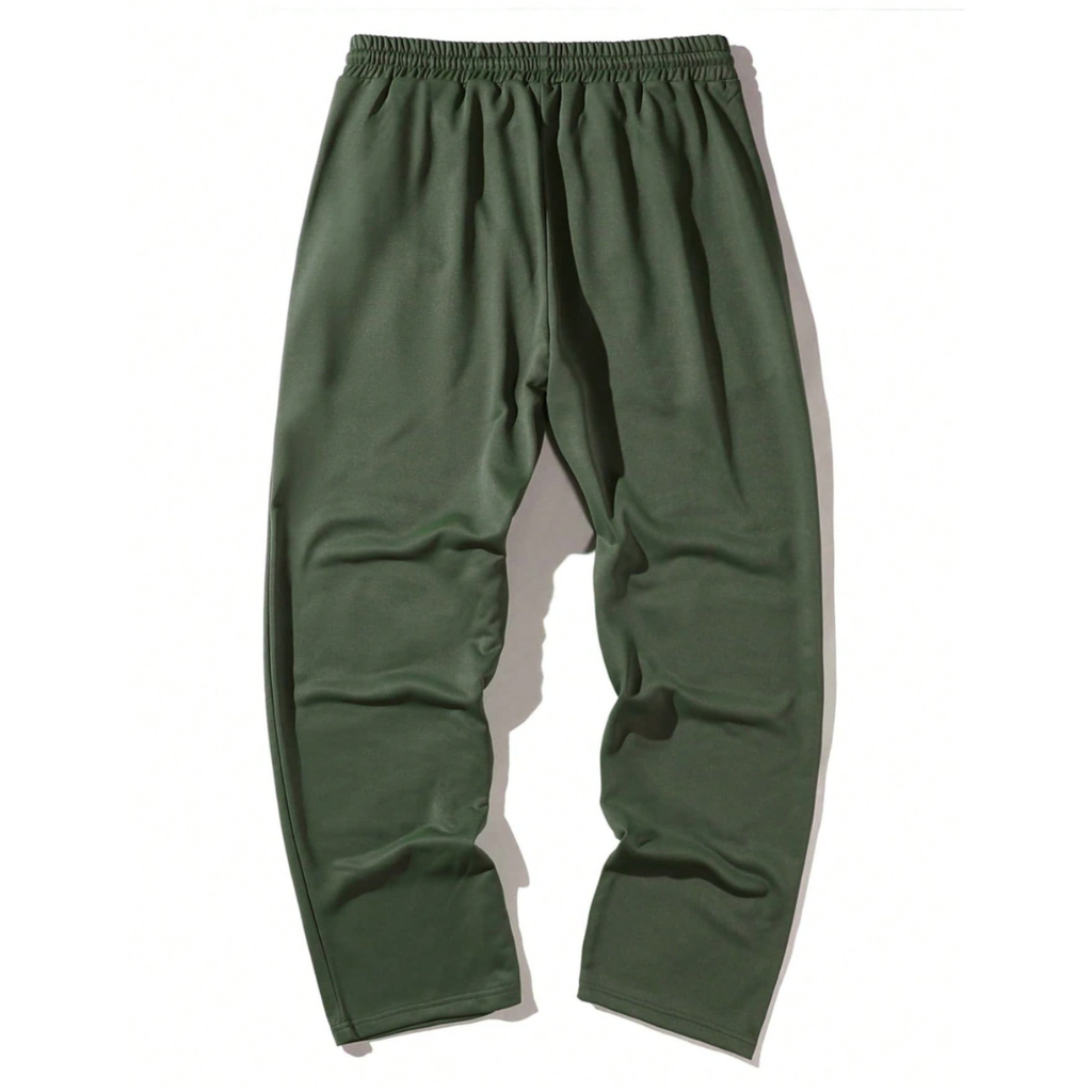 Solid Color Loose Fit Cotton Blend Straight Sweatpants