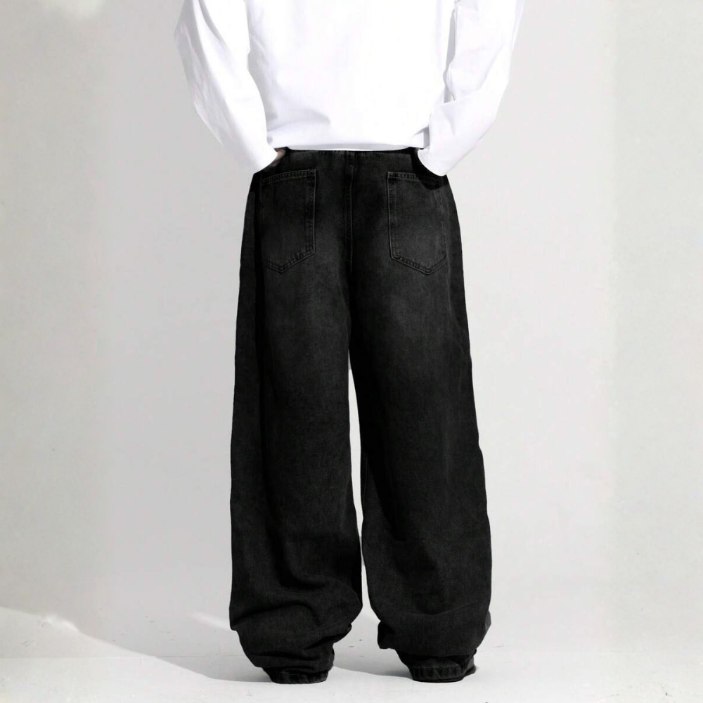 Loose Washed Denim Casual Baggy Wide Jeans For Men