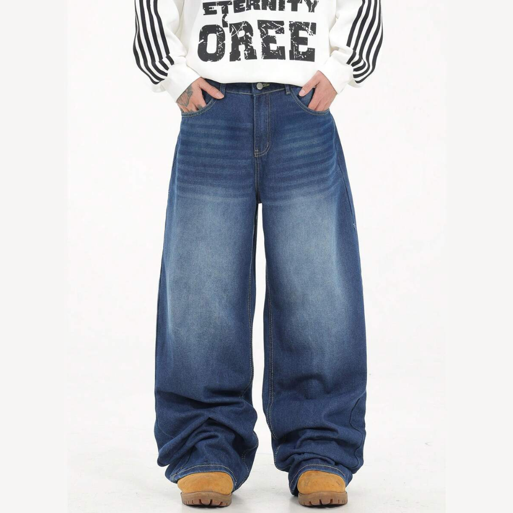 Loose Washed Denim Casual Baggy Wide Jeans