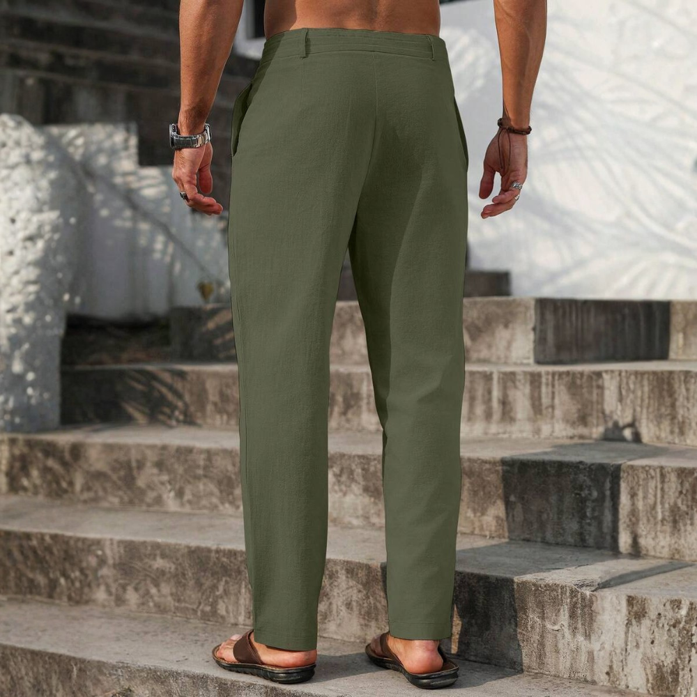 Solid Drawstring Tapered Pants For Men
