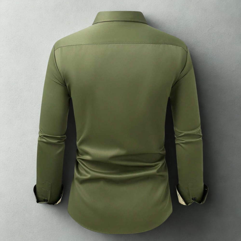Front Button Long Sleeve Casual Shirt With Pocket For Men