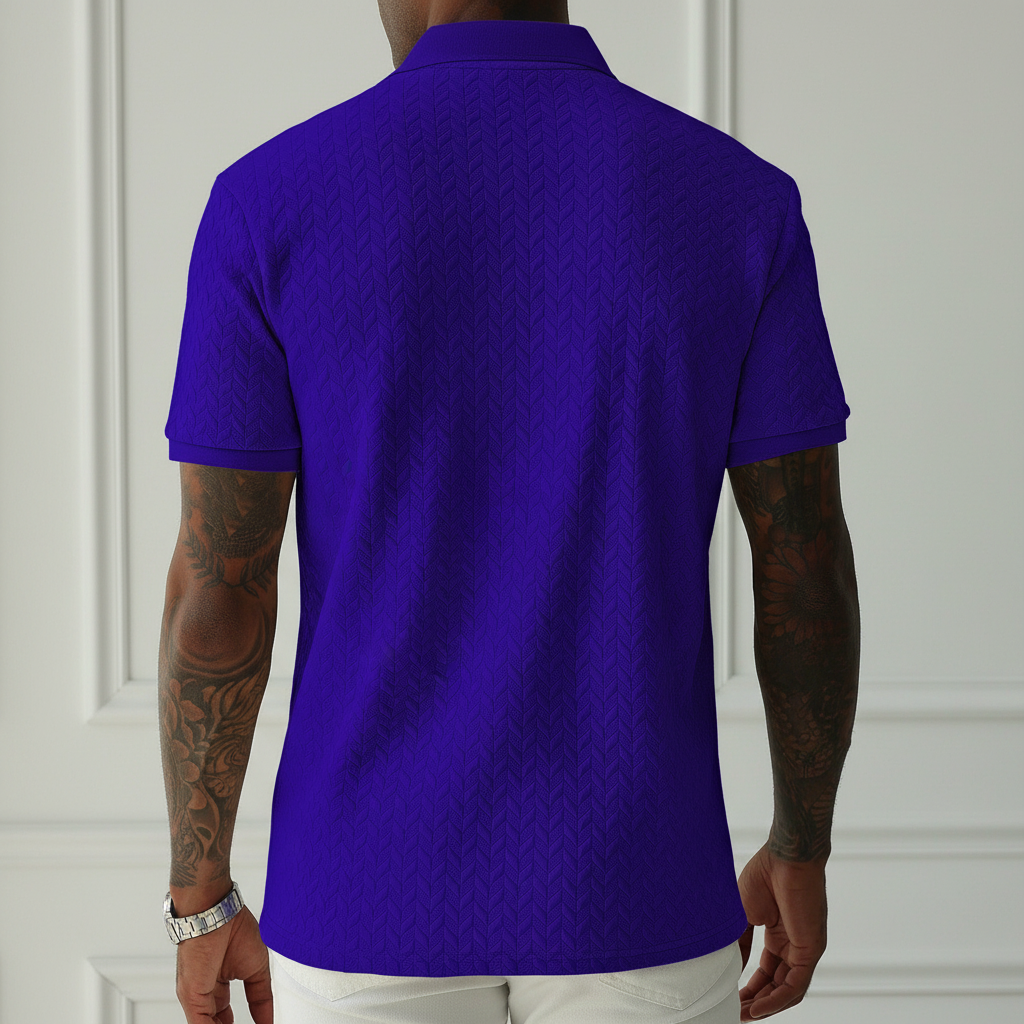Apricot Textured Knit Short Sleeve Polo T Shirt For Men