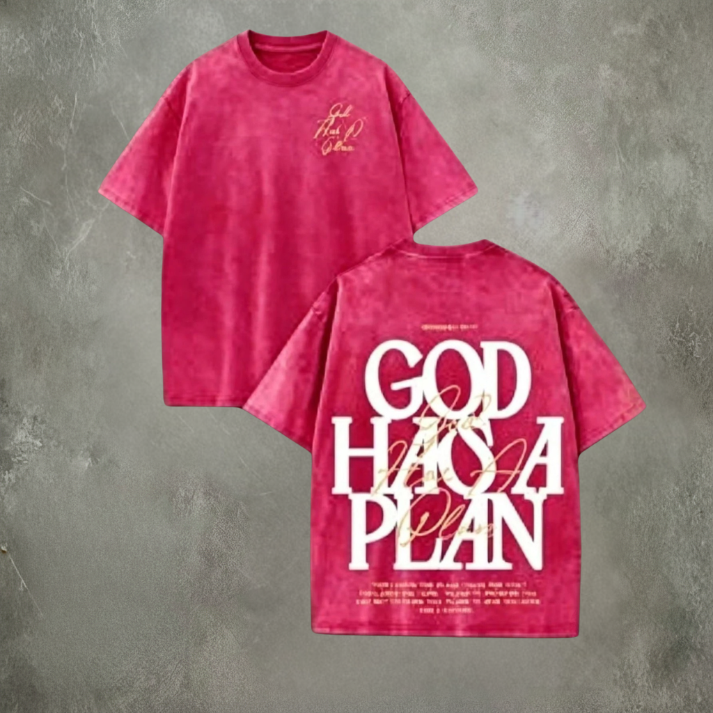 God Has A Plan Graphic Tee Double Sided Print Washed T Shirt