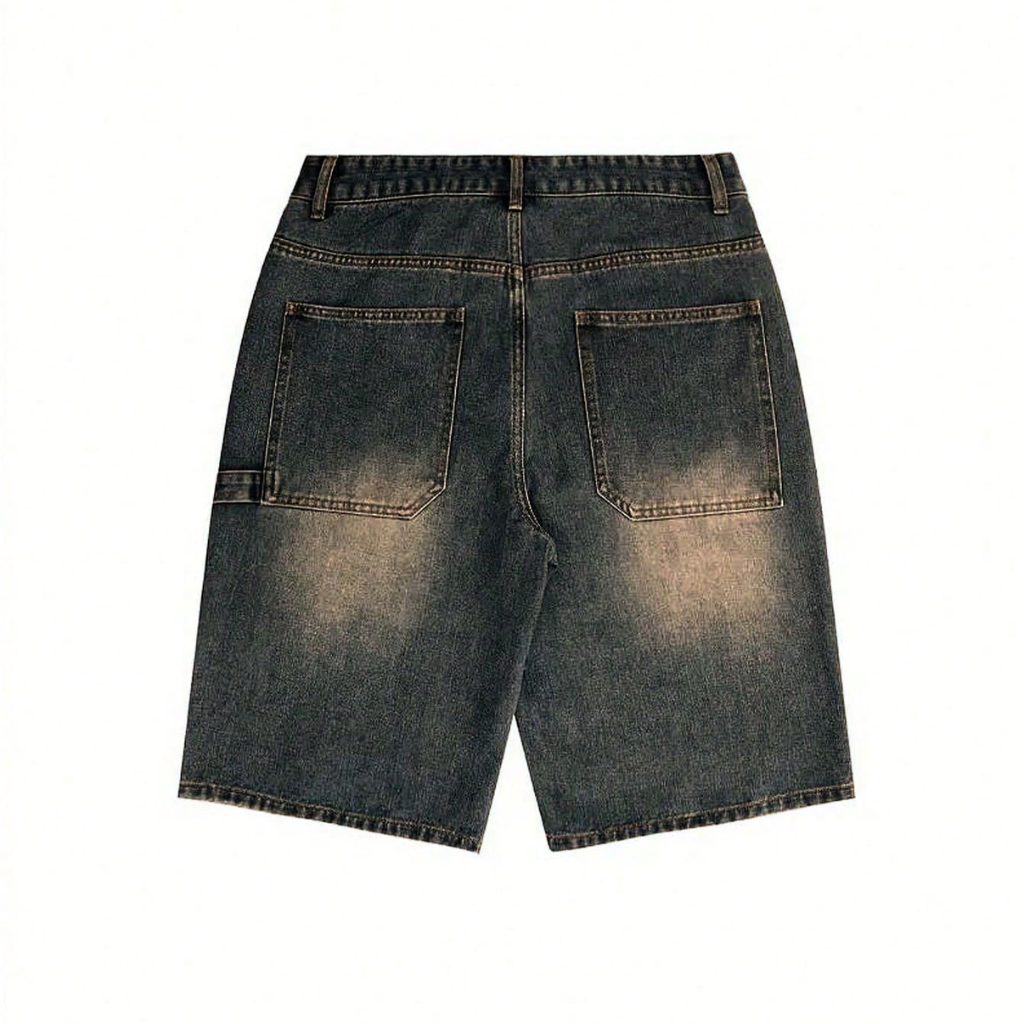 Emo Style Loose Fit Denim Bermuda Shorts For Men