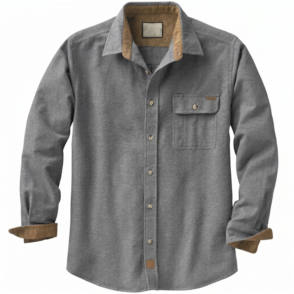 Sleeve And Button Down Flannel Shirt Long Sleeve For Men