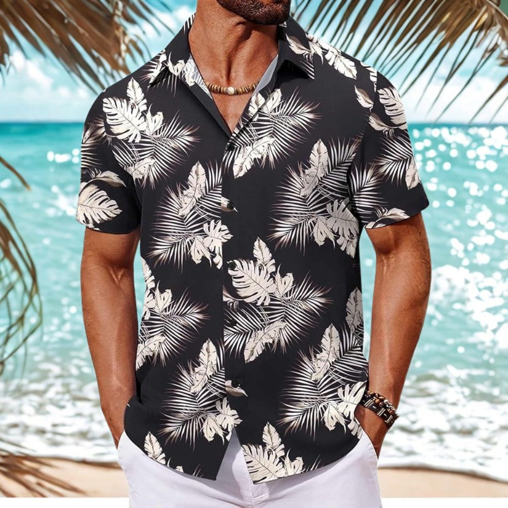 Floral Short Sleeve Button Front Hawaiian Shirt For Men