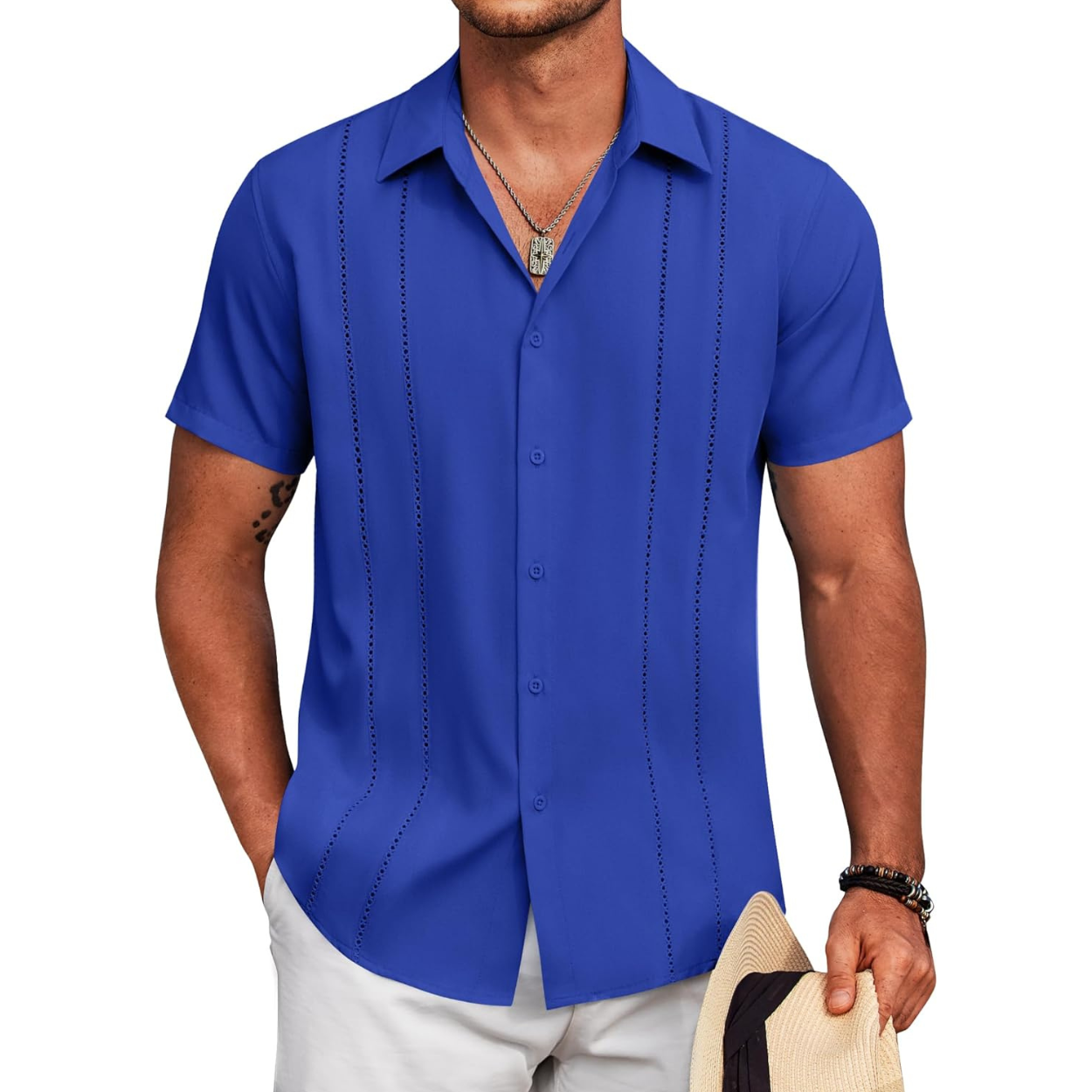 Summer Beach Guayabera Button Down Shirt