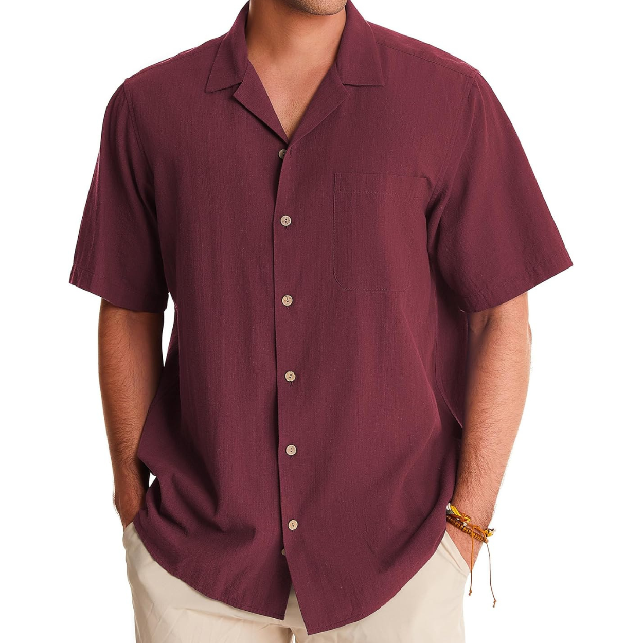 Casual Short Sleeve Hawaiian Button Down Shirt For Men