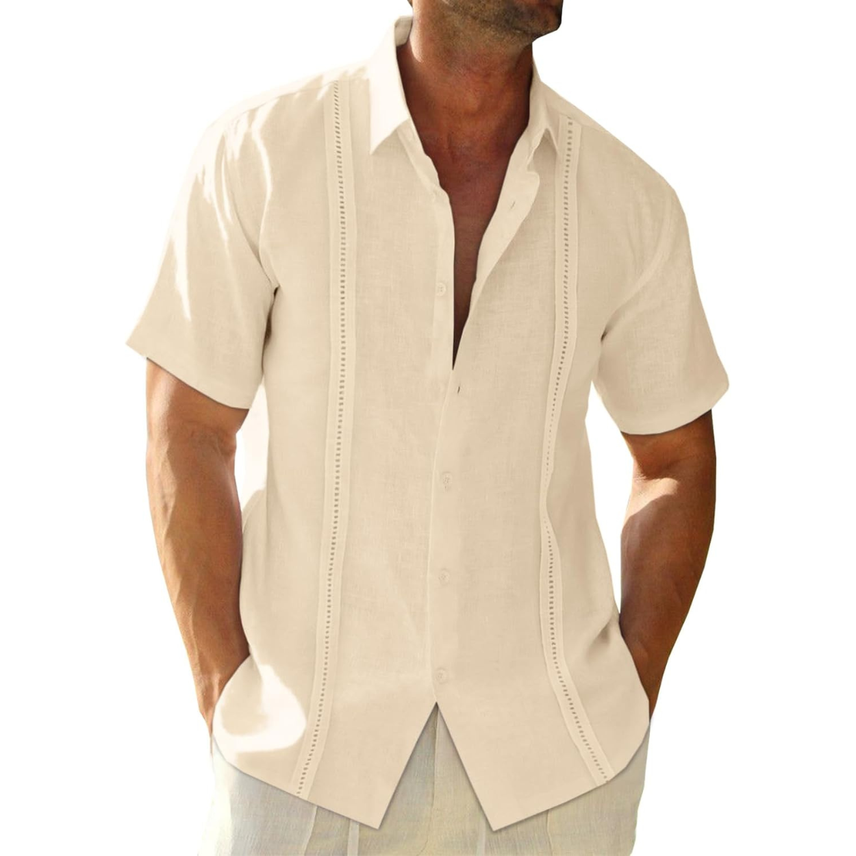 Casual Cuban Guayabera Short Sleeve Shirt For Men