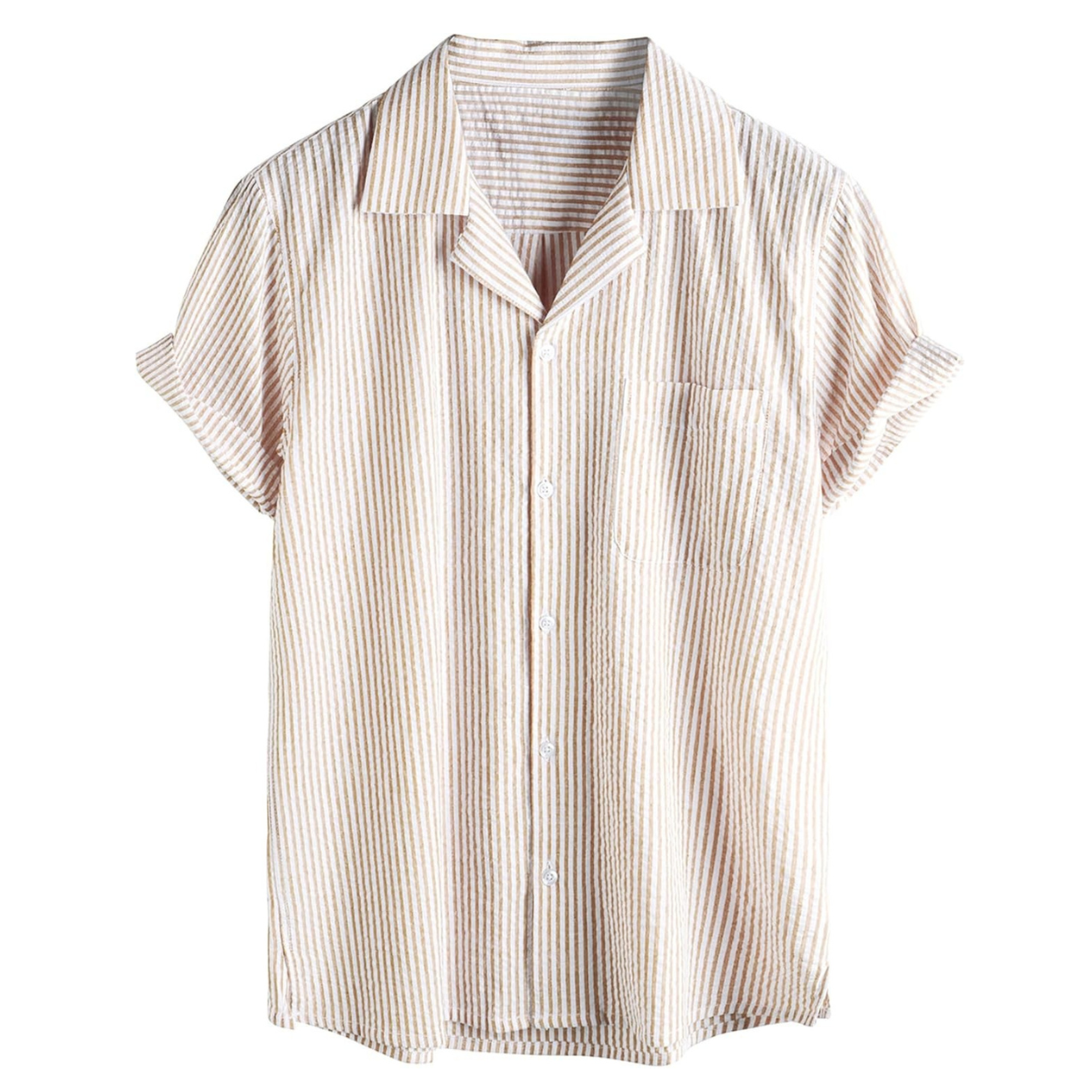 Striped Short Sleeve Button Down Shirt For Men
