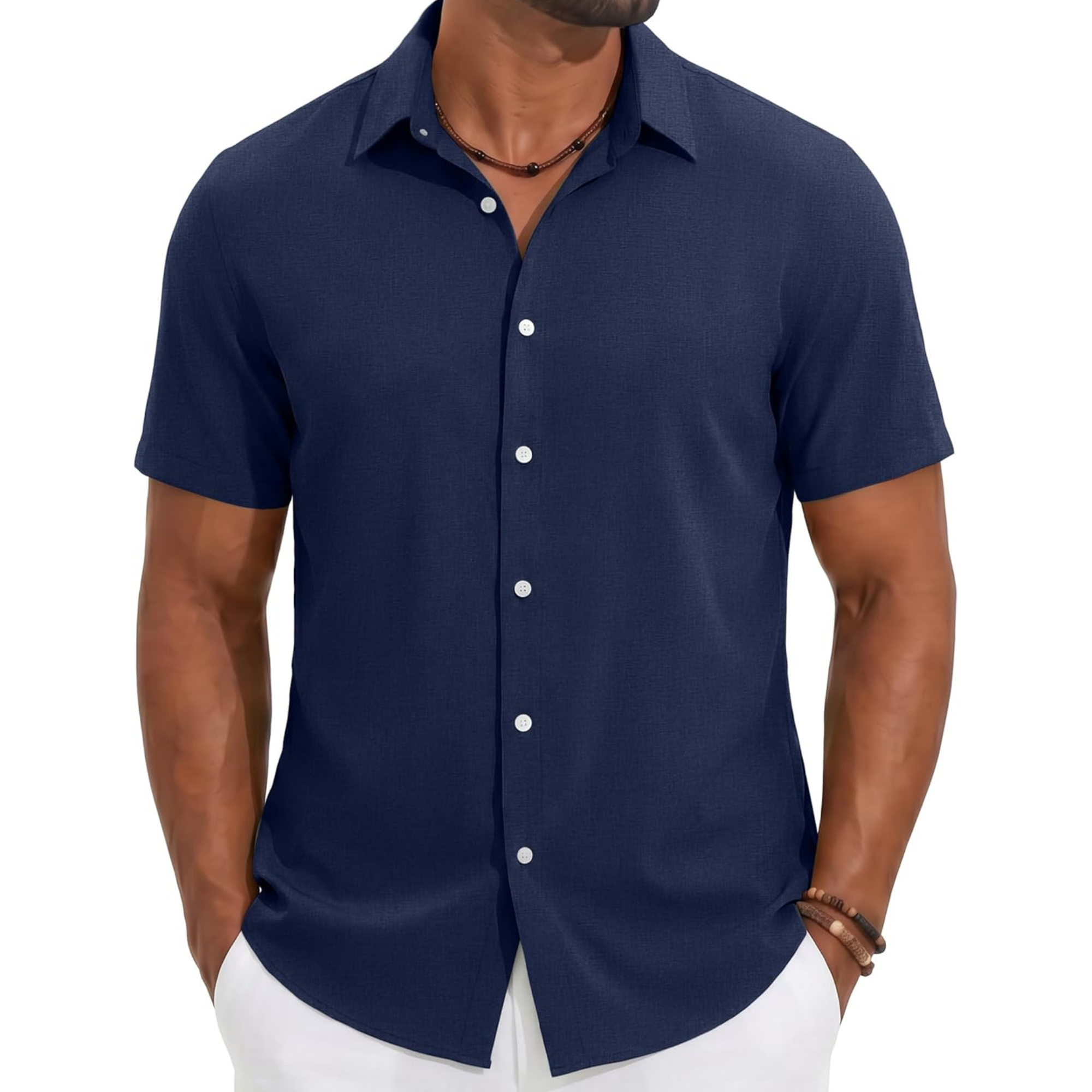 Casual Lightweight Linen Beach Button Down Summer Shirt