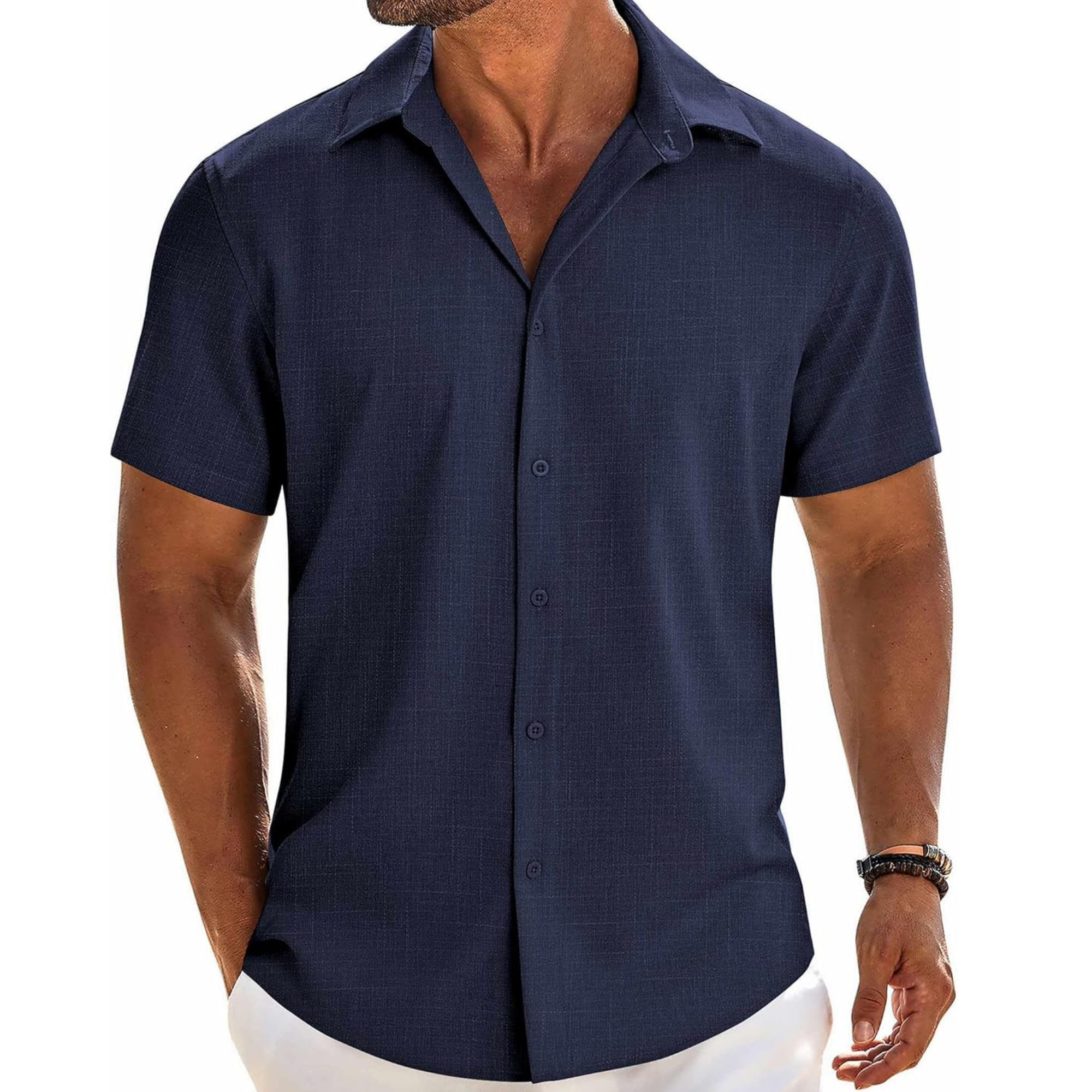 Casual Button Down Linen Summer Beach Shirt